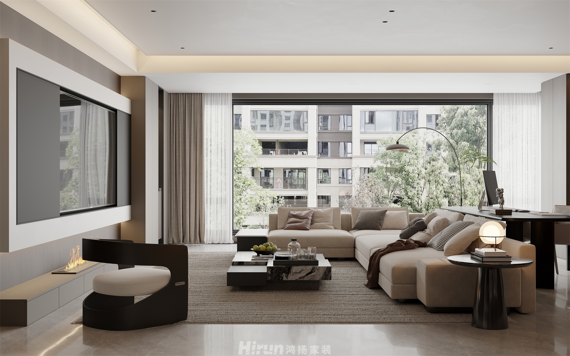 萬科森林公園200㎡雅致現代大平層 裝修案例效果圖-4