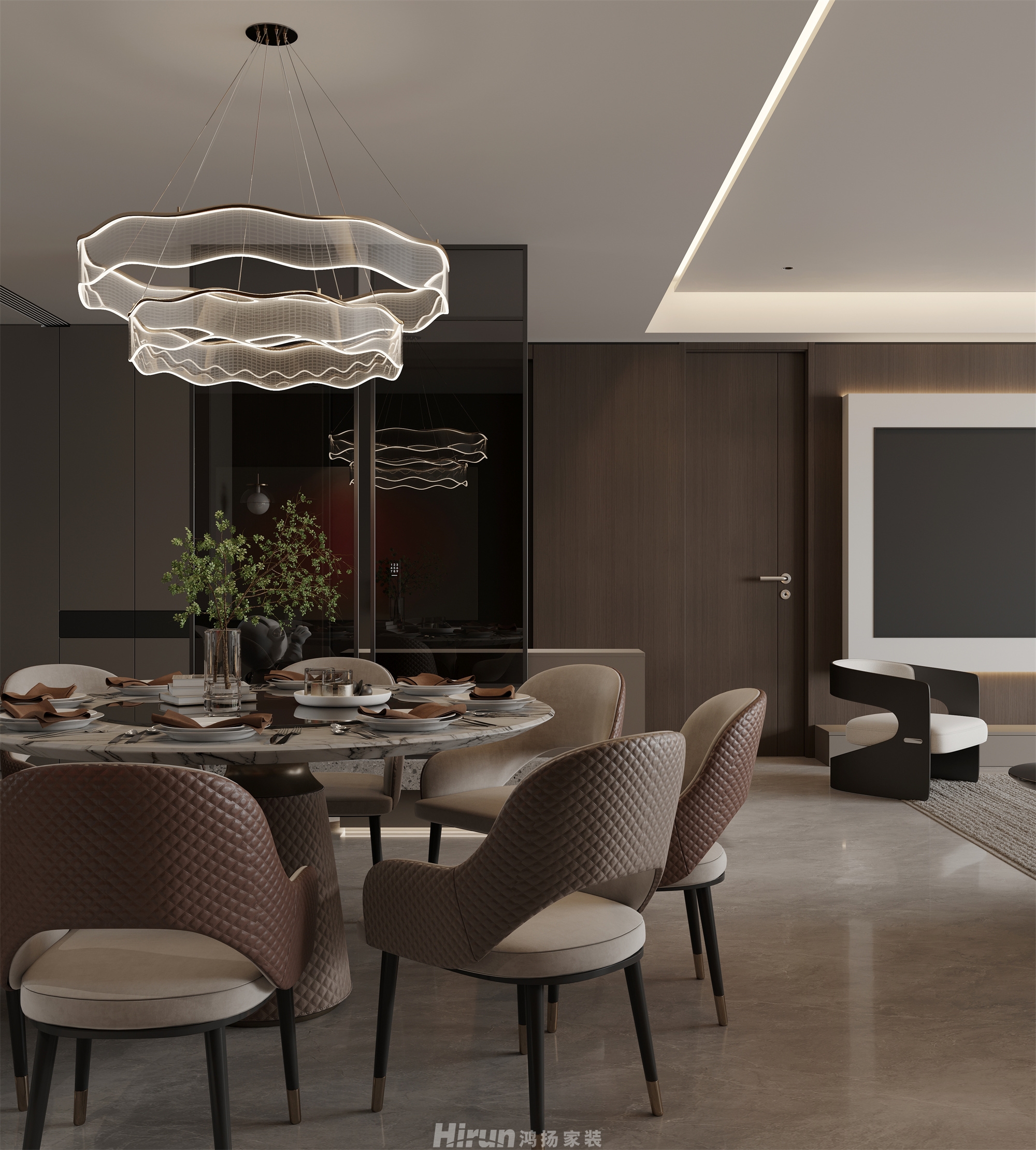 萬科森林公園200㎡雅致現代大平層 裝修案例效果圖-8