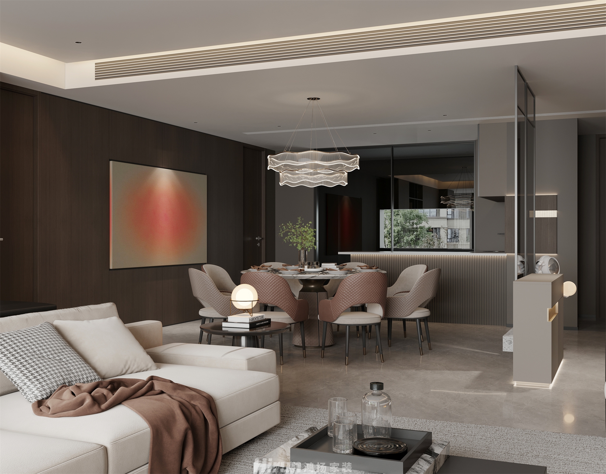 萬科森林公園200㎡雅致現代大平層 裝修案例效果圖-6