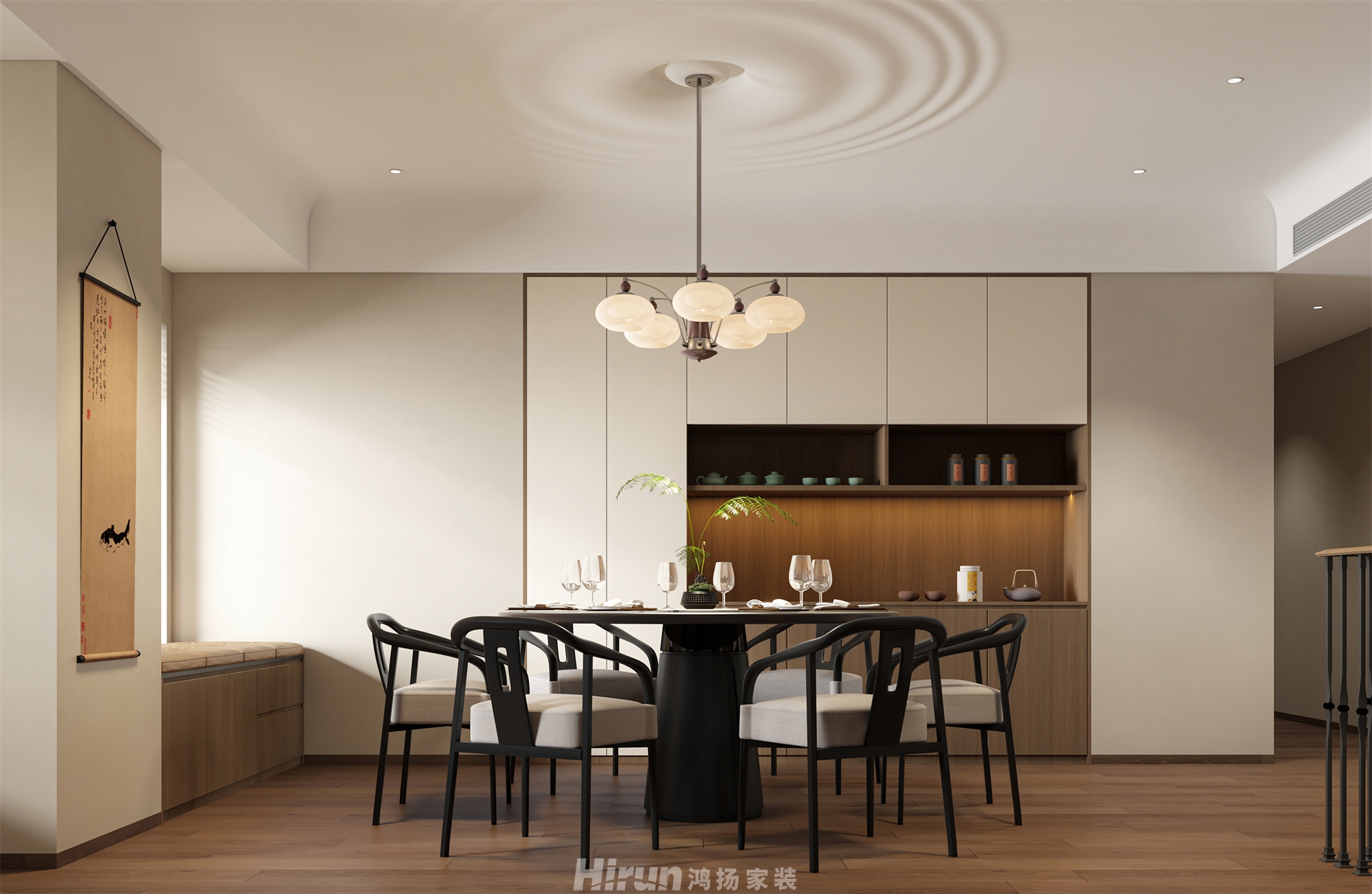 橘郡·禮頓山280㎡意境東方復(fù)式 裝修案例效果圖-2