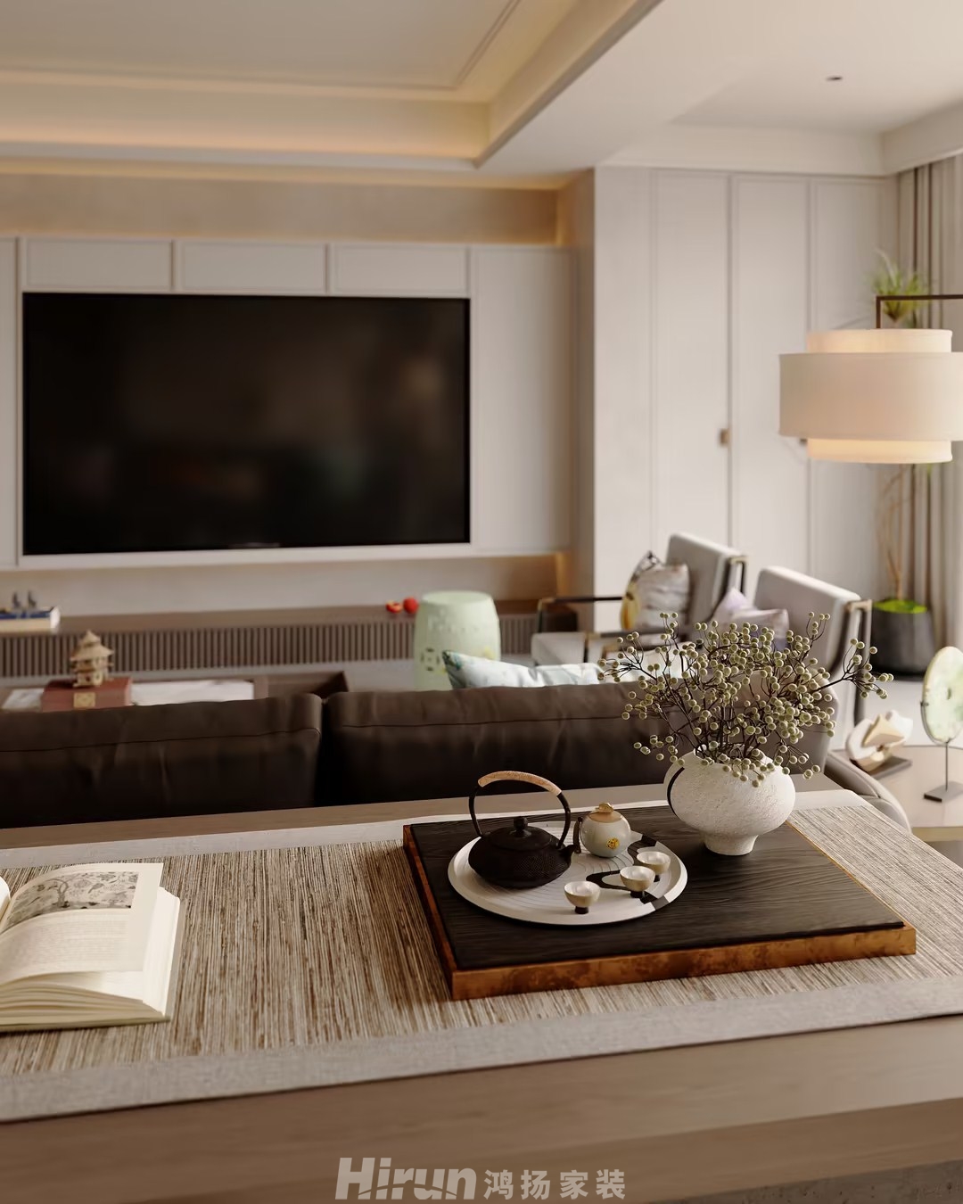 時(shí)代建發(fā)和著180㎡東方古雅四居室 裝修案例效果圖-3