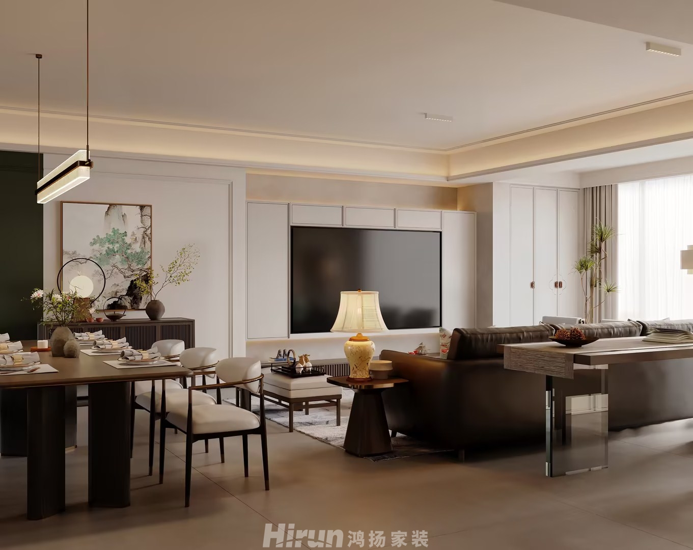 時(shí)代建發(fā)和著180㎡東方古雅四居室 裝修案例效果圖-1