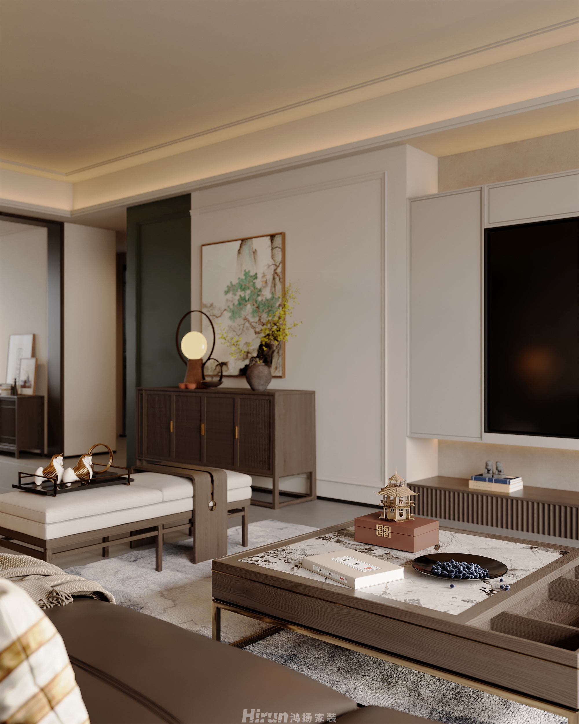 時(shí)代建發(fā)和著180㎡東方古雅四居室 裝修案例效果圖-10