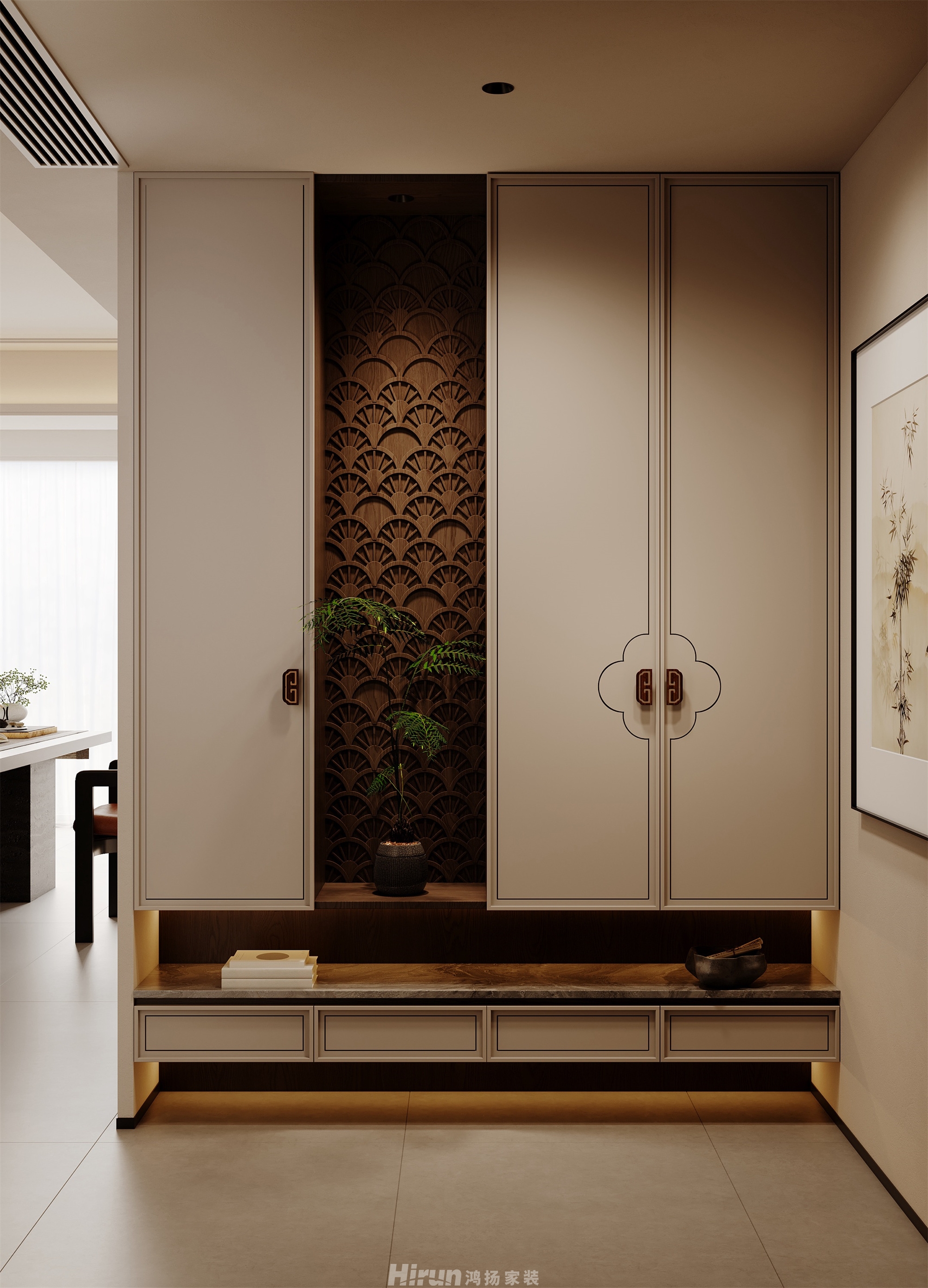 時(shí)代建發(fā)和著180㎡東方古雅四居室 裝修案例效果圖-11