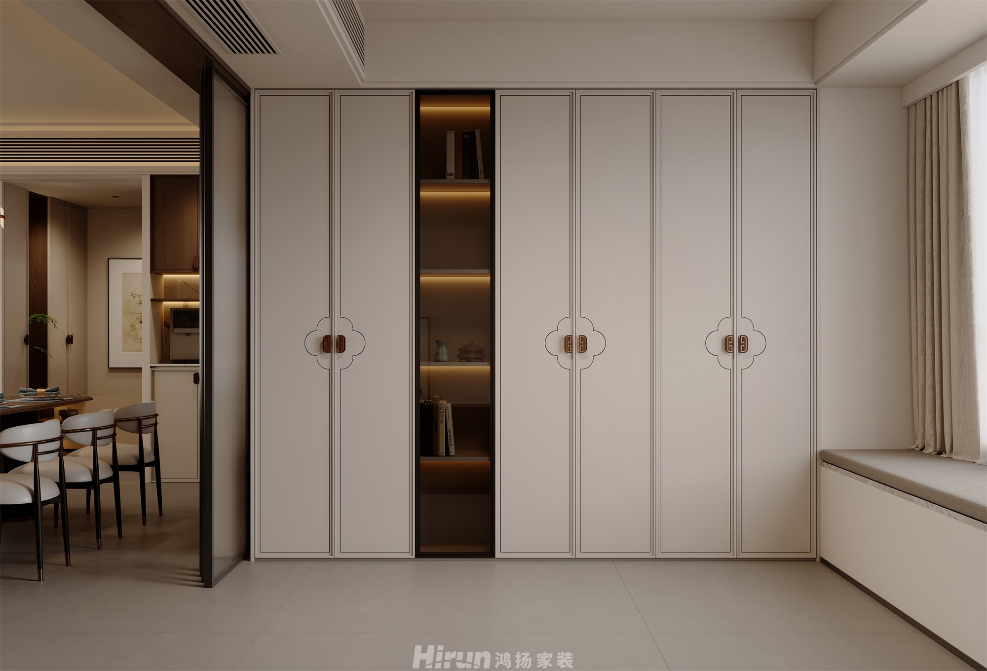 時(shí)代建發(fā)和著180㎡東方古雅四居室 裝修案例效果圖-7