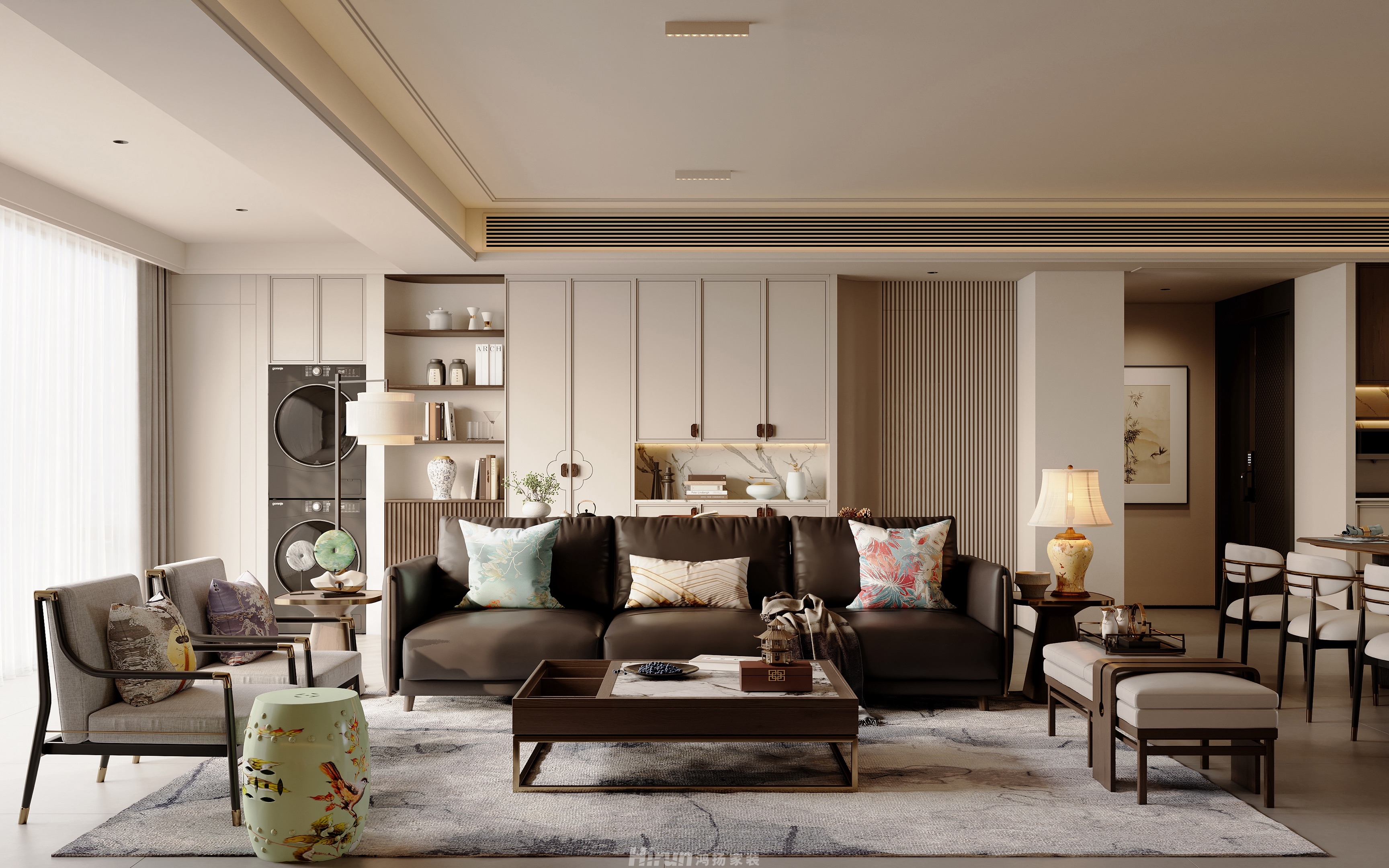 時(shí)代建發(fā)和著180㎡東方古雅四居室 裝修案例效果圖-12