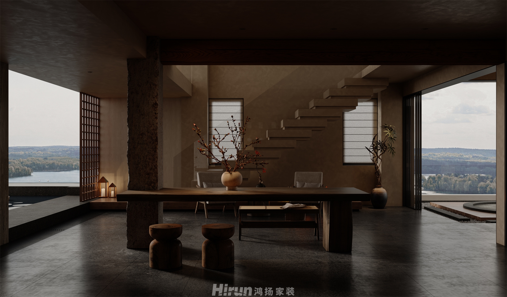 濱江院子120㎡復合寫意復式 裝修案例效果圖-4