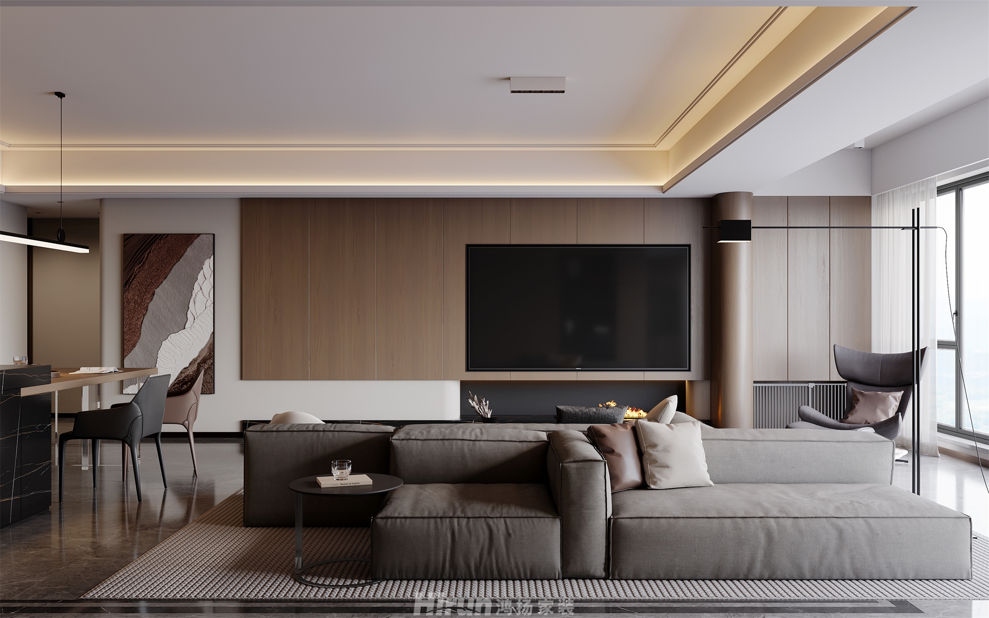 建發和著170㎡新裝飾主義四居室 裝修案例效果圖-4