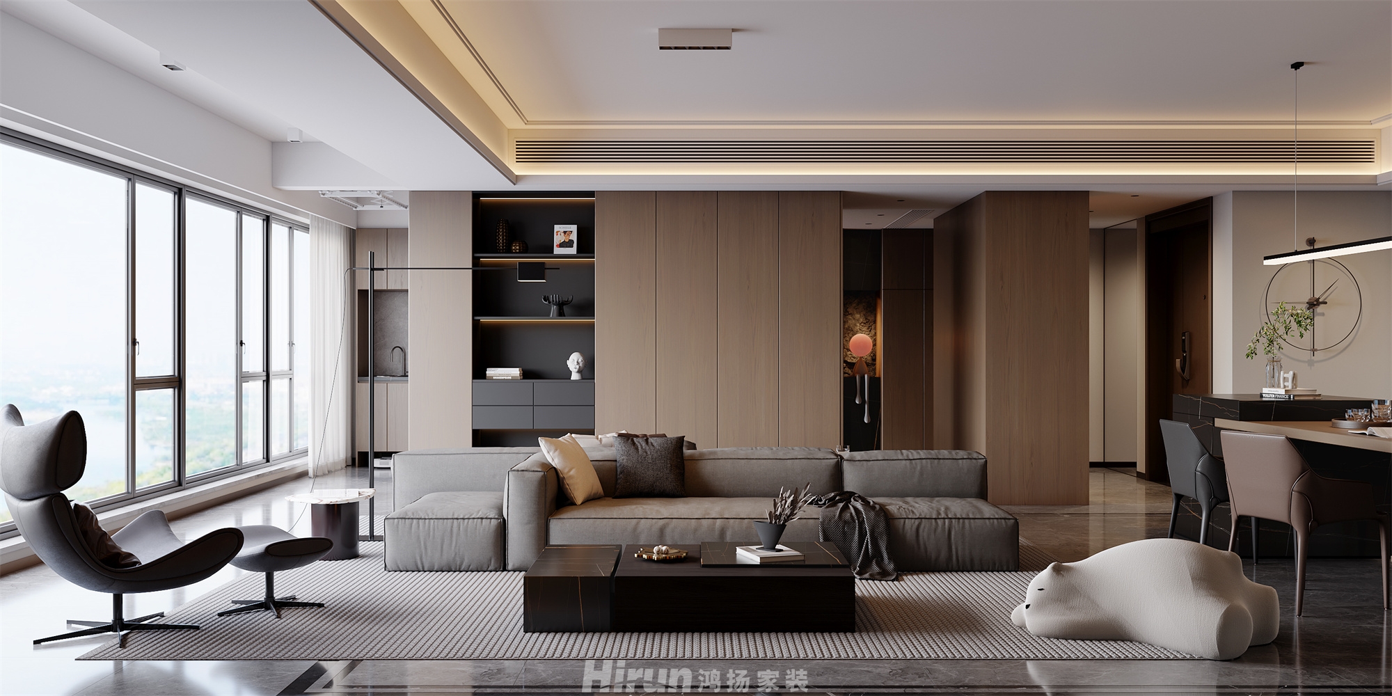 建發和著170㎡新裝飾主義四居室 裝修案例效果圖-3