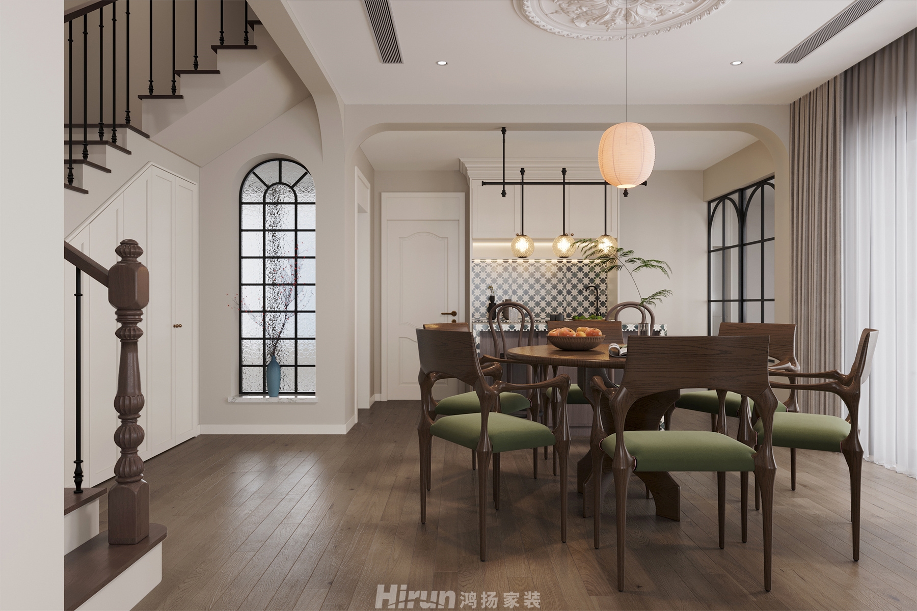 保利300㎡復(fù)古風(fēng)潮別墅 裝修案例效果圖-8