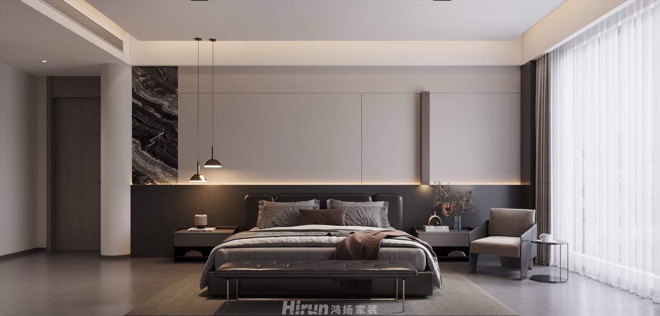 匯景甲叁號院270㎡雅致現(xiàn)代大平層 裝修案例效果圖-2