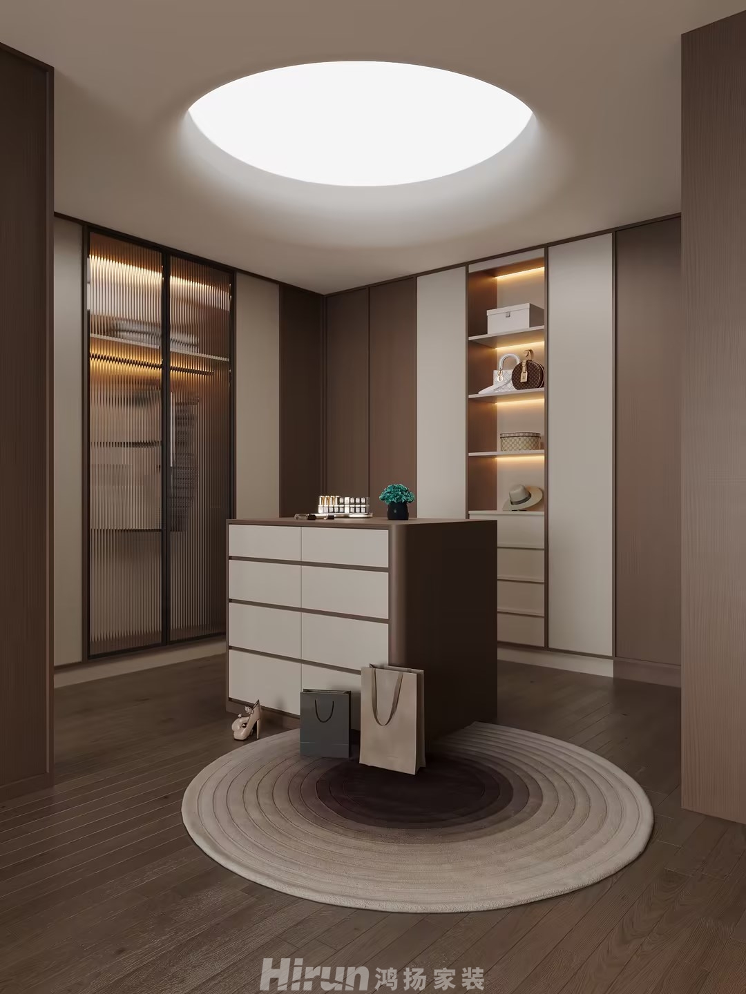 匯景甲叁號院350㎡復古風潮大平層 裝修案例效果圖-3