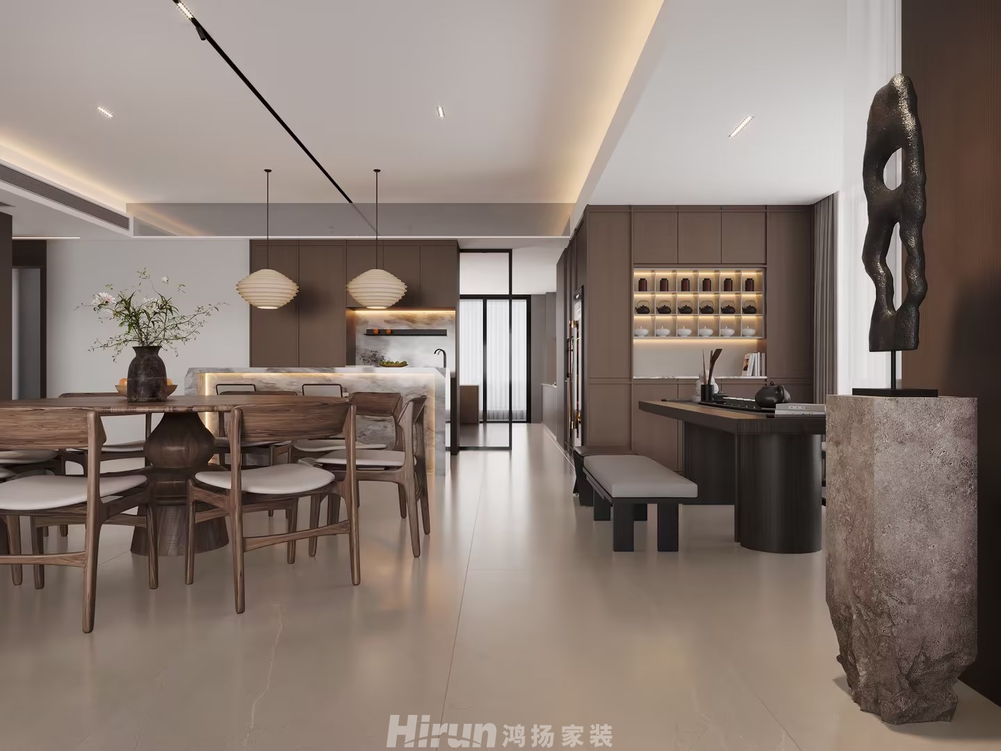 匯景甲叁號院350㎡復古風潮大平層 裝修案例效果圖-14