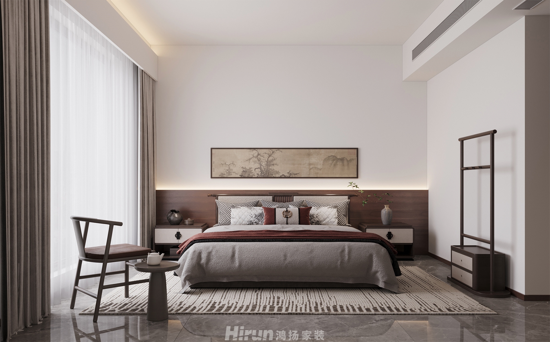 匯景甲叁號院180㎡意境東方四居室 裝修案例效果圖-8