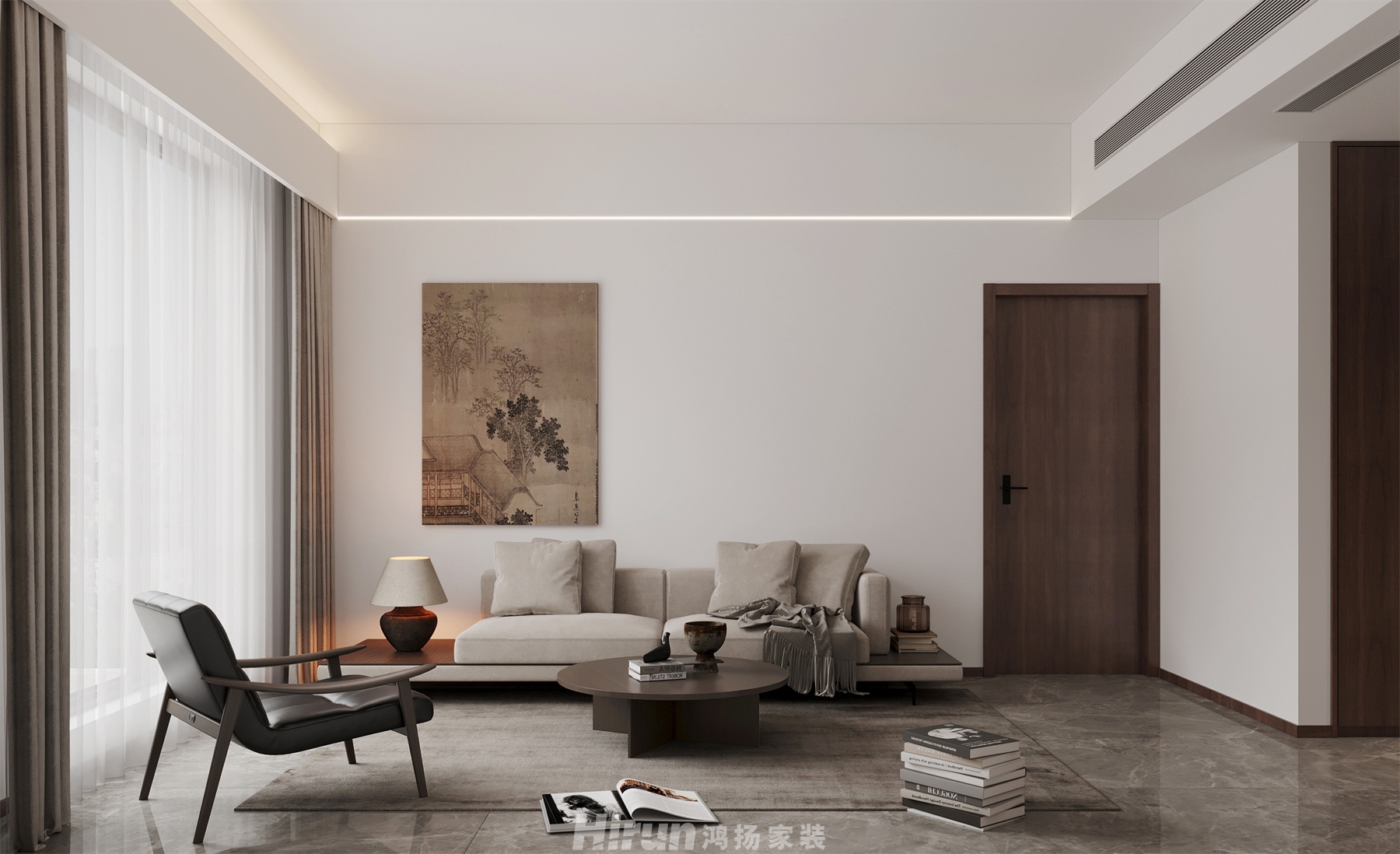 匯景甲叁號院180㎡意境東方四居室 裝修案例效果圖-6