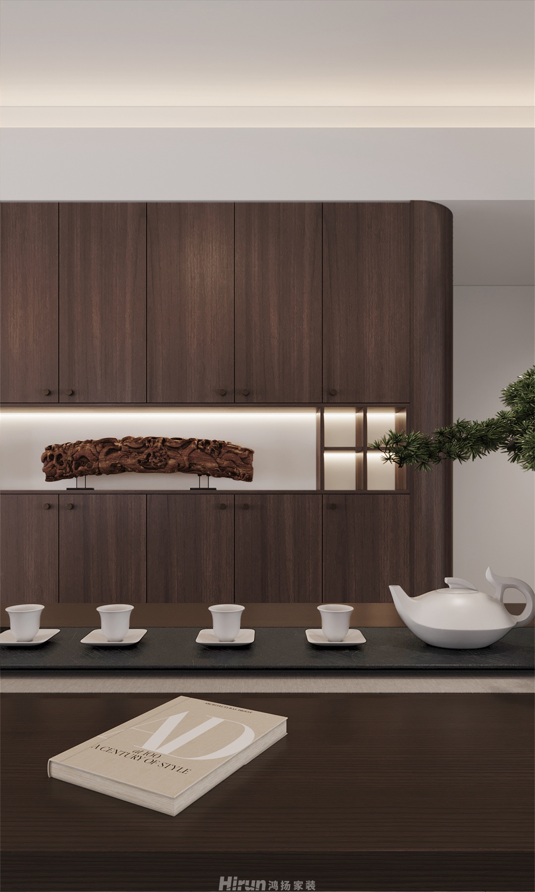 匯景甲叁號院180㎡意境東方四居室 裝修案例效果圖-7