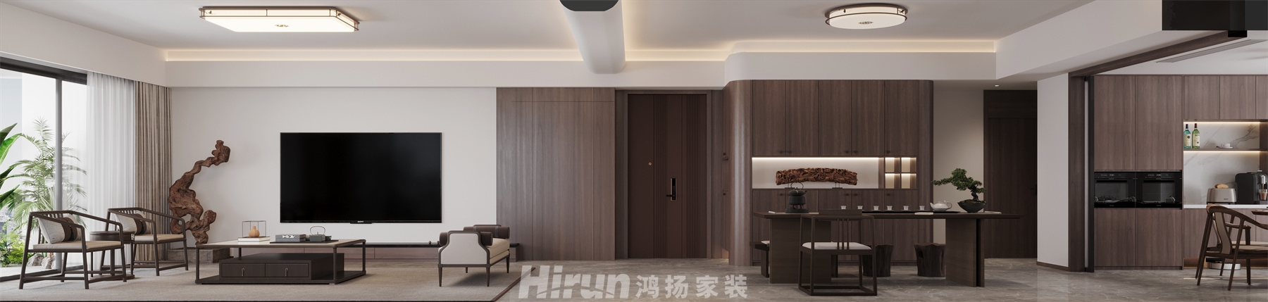 匯景甲叁號院180㎡意境東方四居室 裝修案例效果圖-3