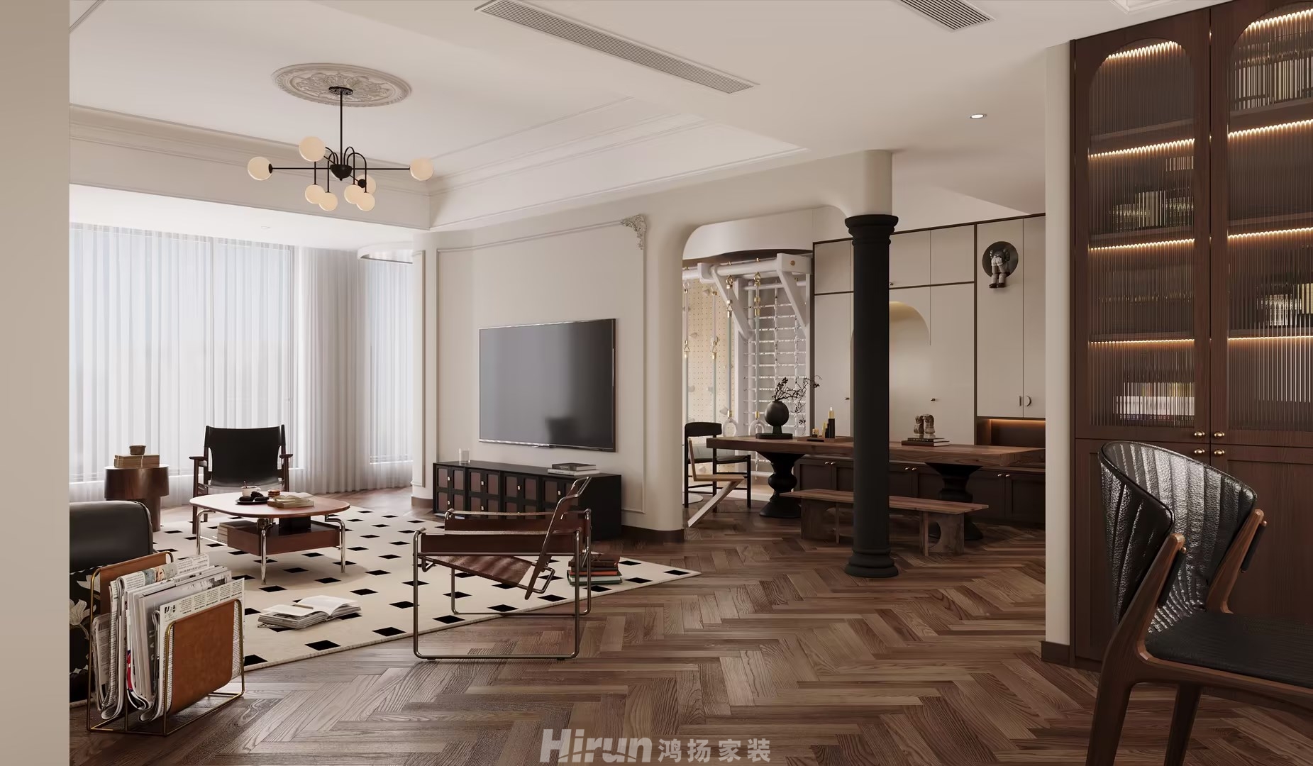 善建人家160㎡復古風潮四居室 裝修案例效果圖-4