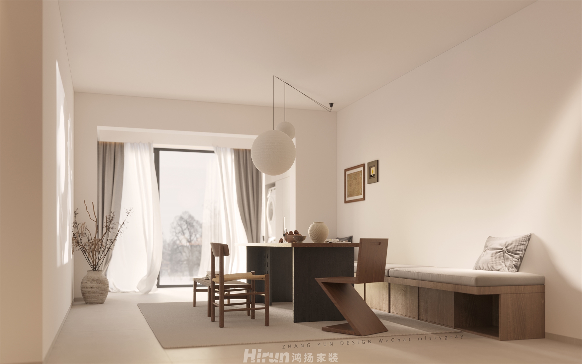 鑫遠紫樾香山130㎡雅致現代三居室 裝修案例效果圖-1