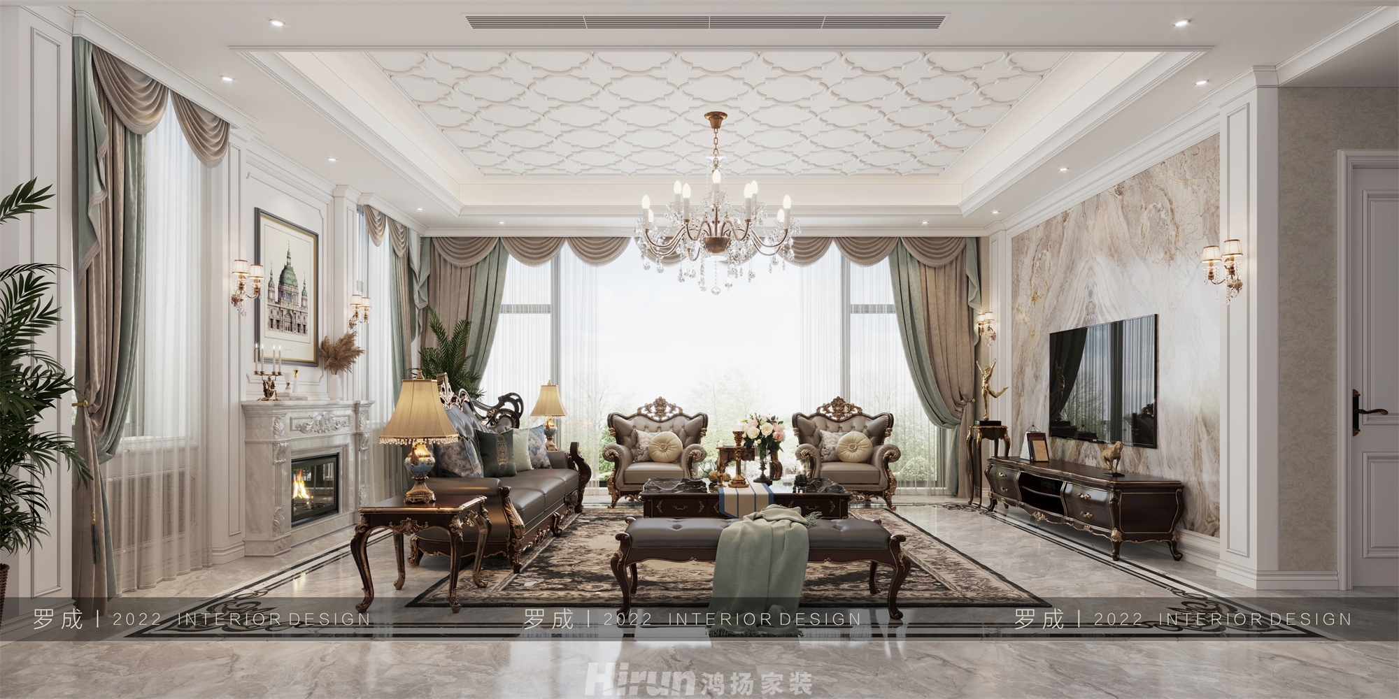 自建別墅600㎡歐美香頌別墅 裝修案例效果圖-6