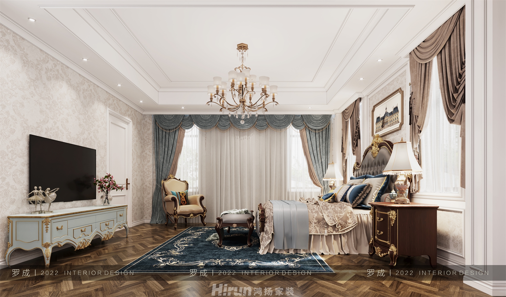 自建別墅600㎡歐美香頌別墅 裝修案例效果圖-2