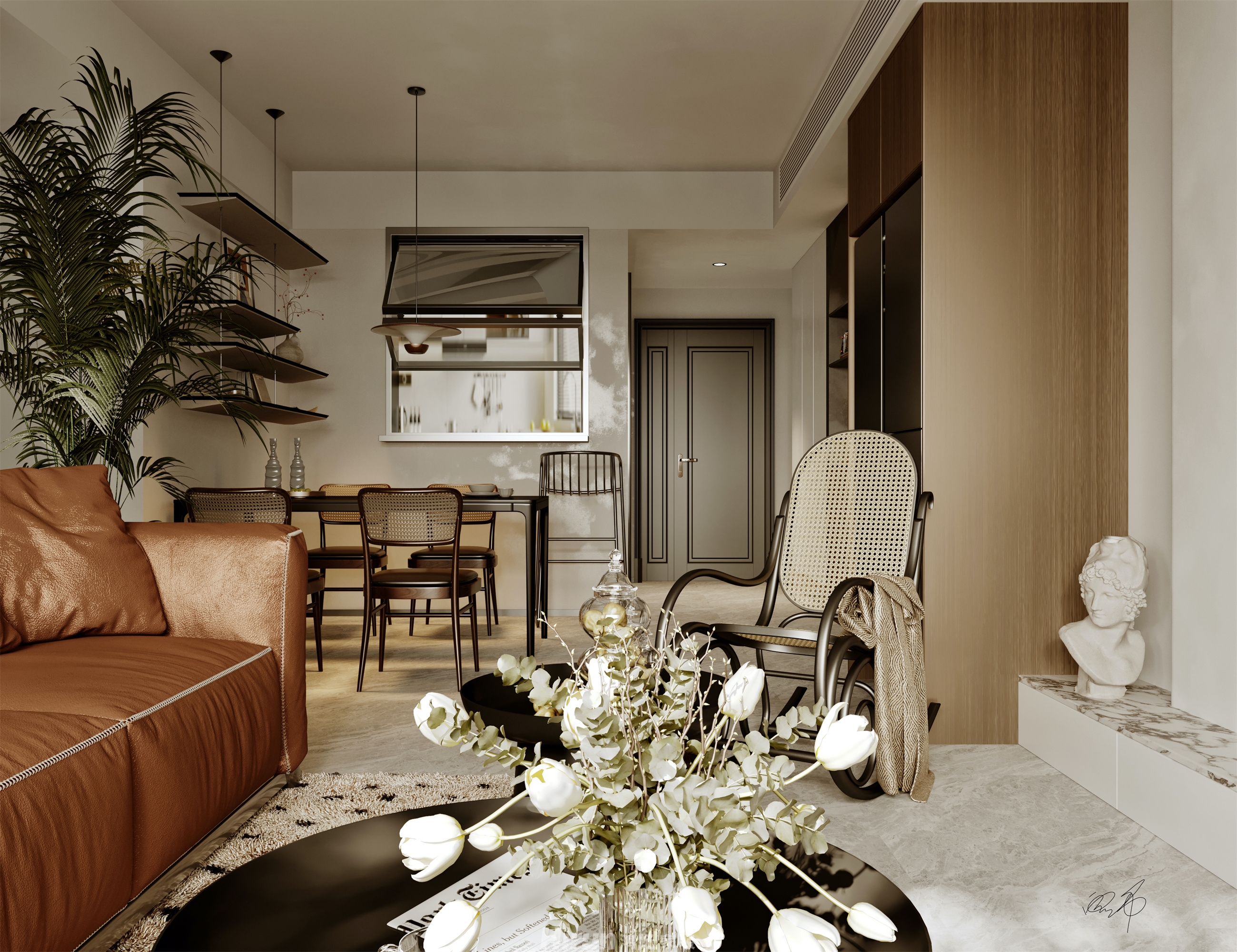 翡麗云邸136㎡復(fù)古風(fēng)潮三居室 裝修案例效果圖-5