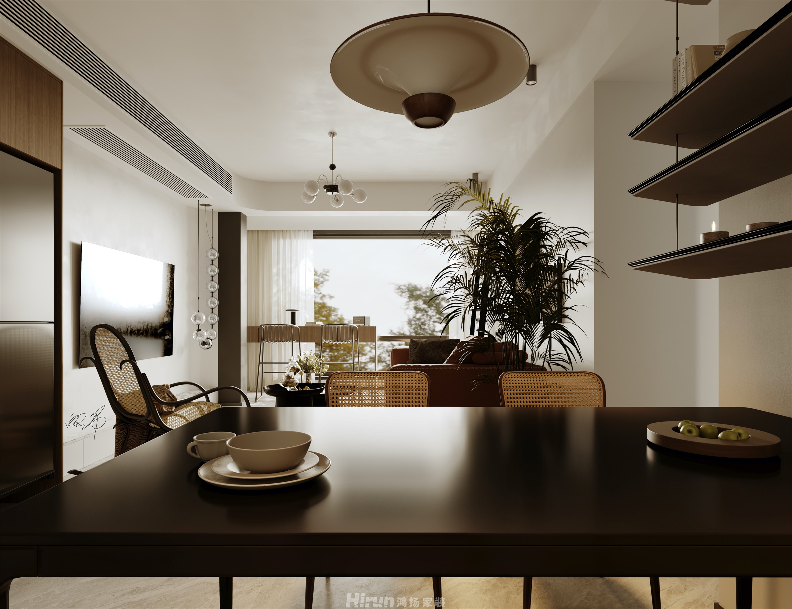 翡麗云邸136㎡復(fù)古風(fēng)潮三居室 裝修案例效果圖-3