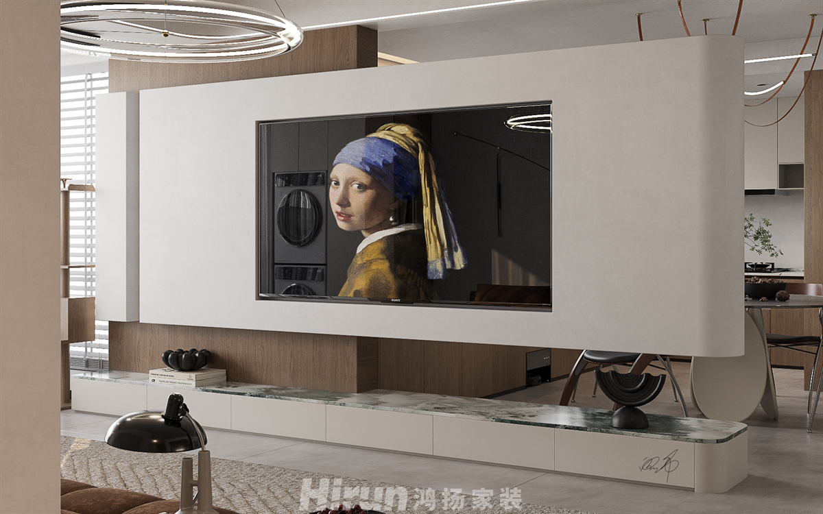 北辰三角洲147㎡藝術(shù)室界四居室 裝修案例效果圖-1