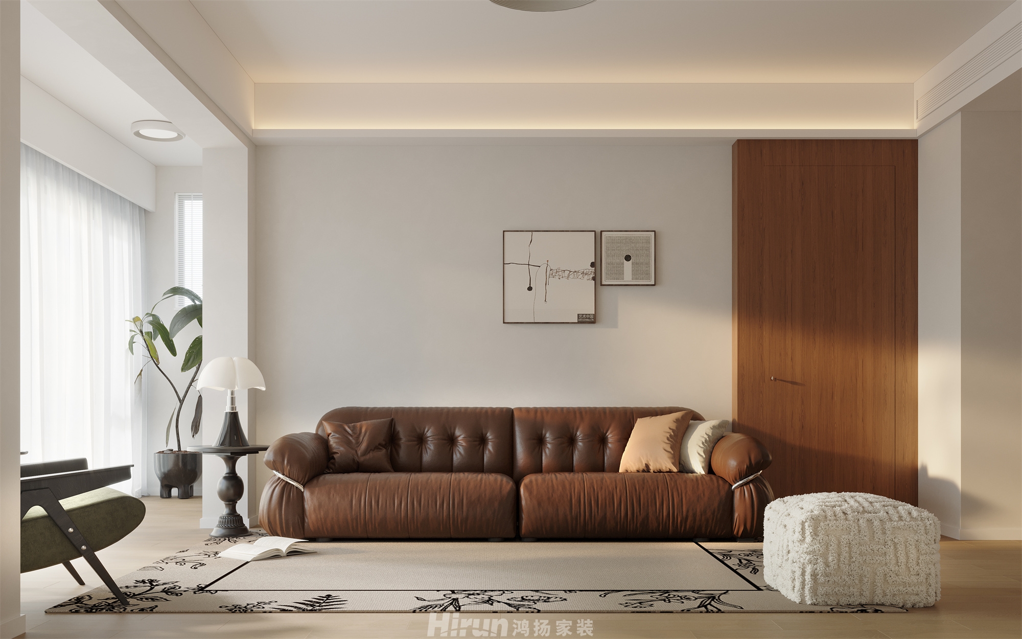 江山悅130㎡復古風潮三居室 裝修案例效果圖-4