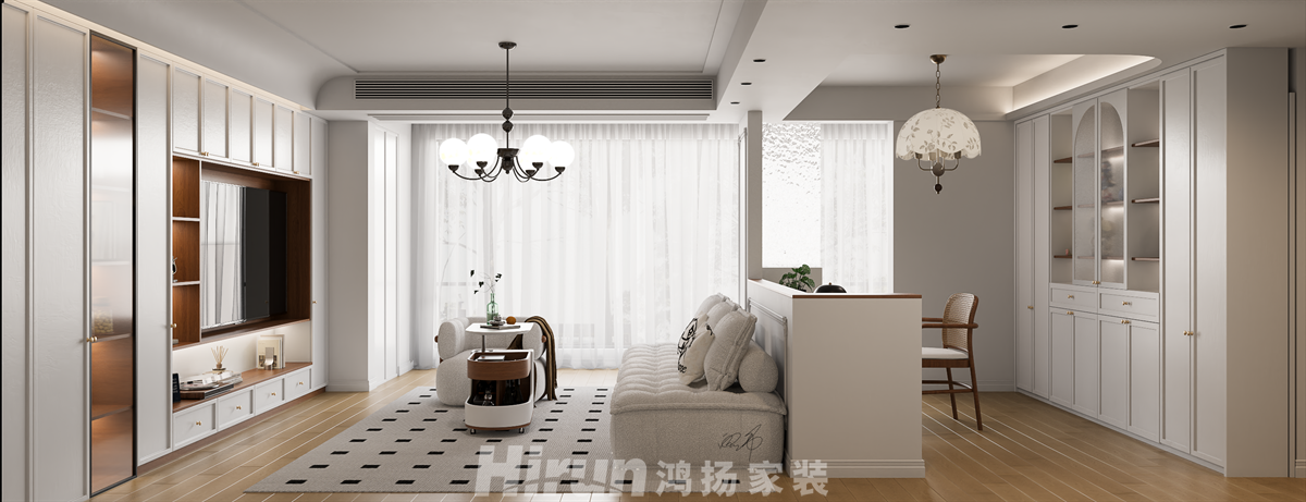 中鐵翰瀾灣150㎡優雅繽紛四居室 裝修案例效果圖-3