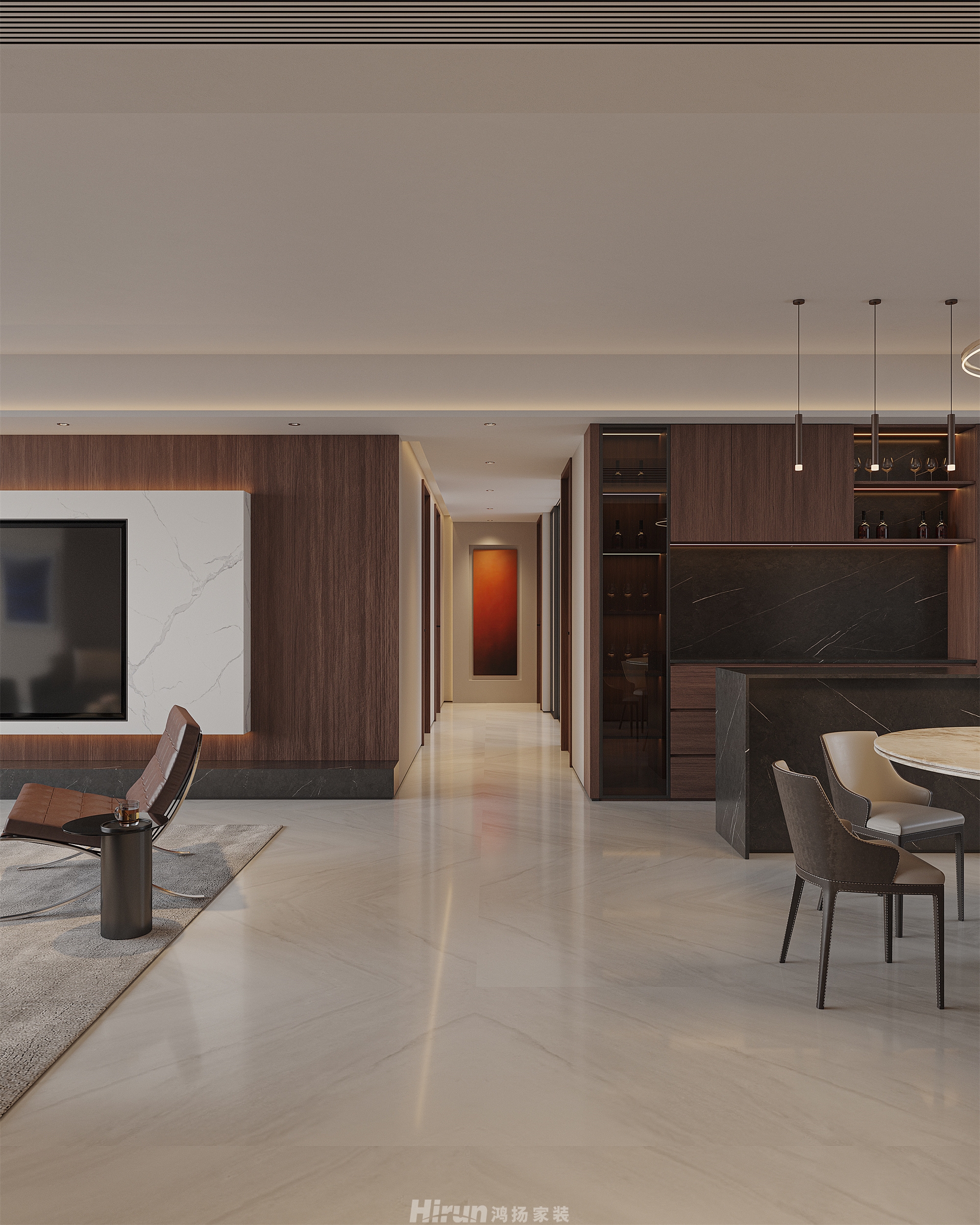 城發(fā)恒偉 洋湖映220㎡雅致現(xiàn)代五居室 裝修案例效果圖-8