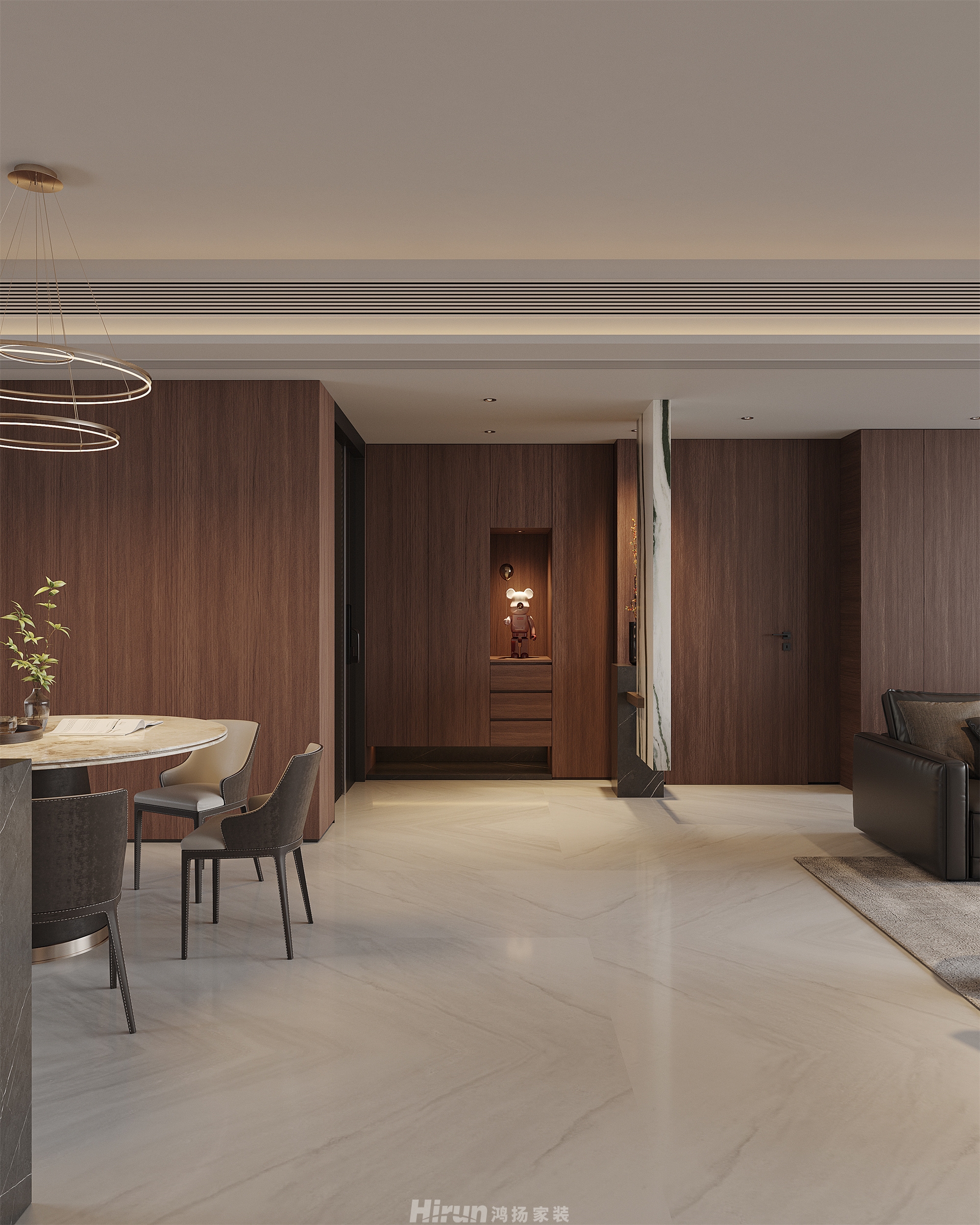 城發(fā)恒偉 洋湖映220㎡雅致現(xiàn)代五居室 裝修案例效果圖-6