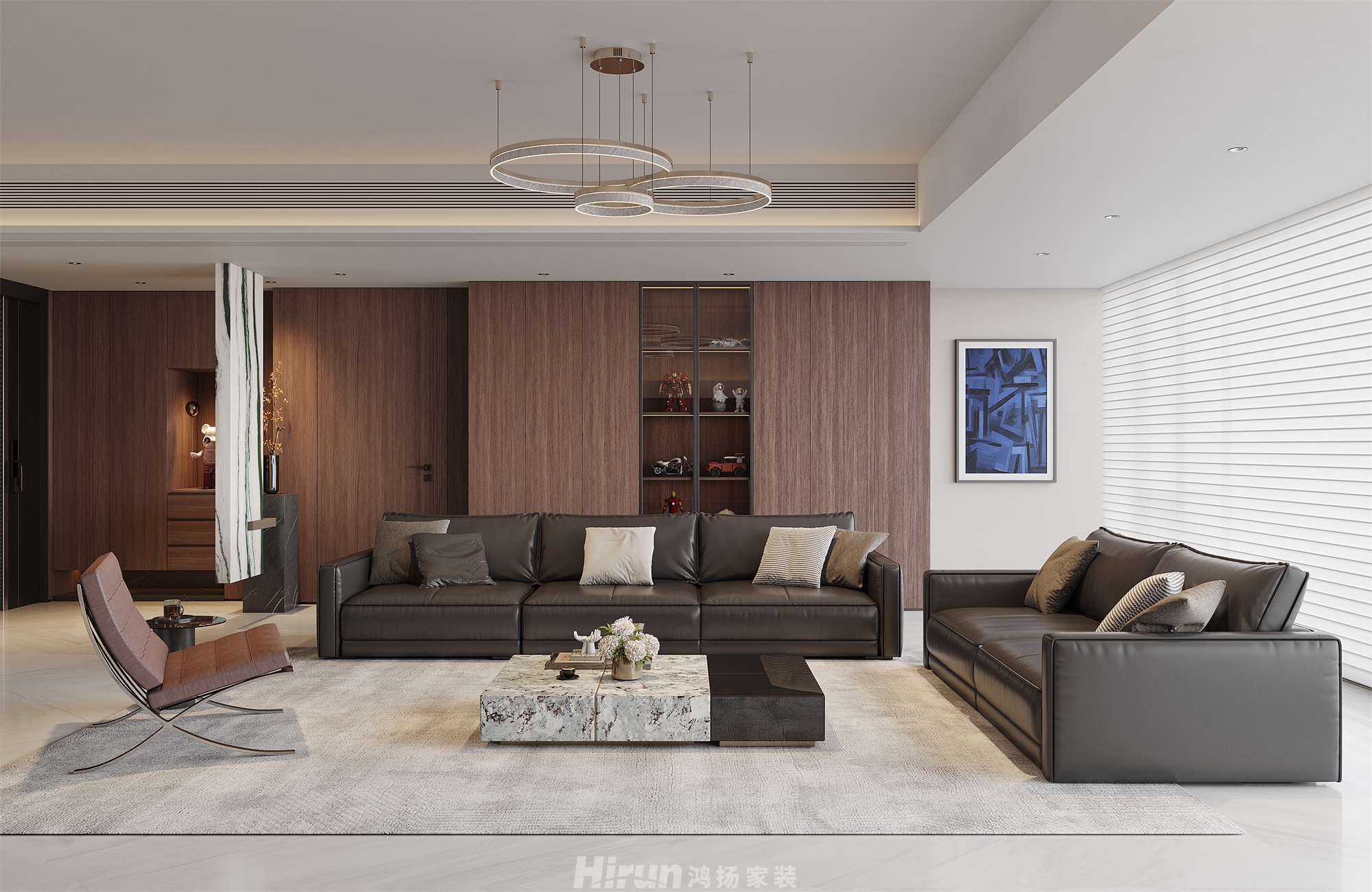 城發(fā)恒偉 洋湖映220㎡雅致現(xiàn)代五居室 裝修案例效果圖-4