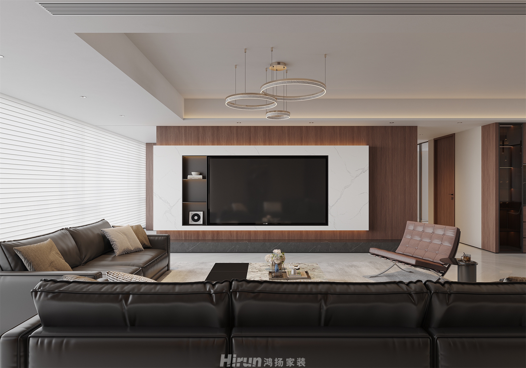 城發(fā)恒偉 洋湖映220㎡雅致現(xiàn)代五居室 裝修案例效果圖-3