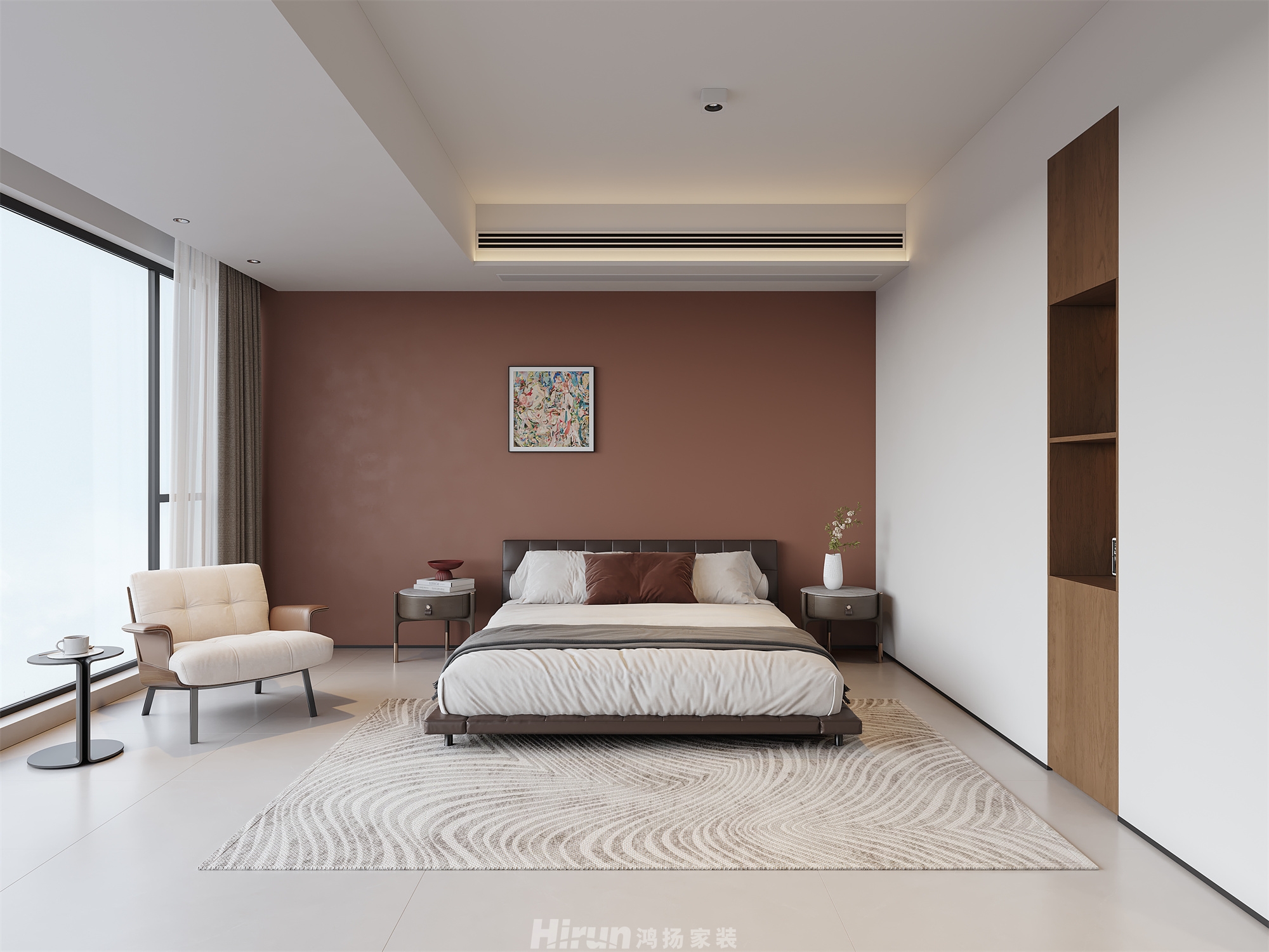 綠地麓湖郡320㎡雅致現代五居室 裝修案例效果圖-4