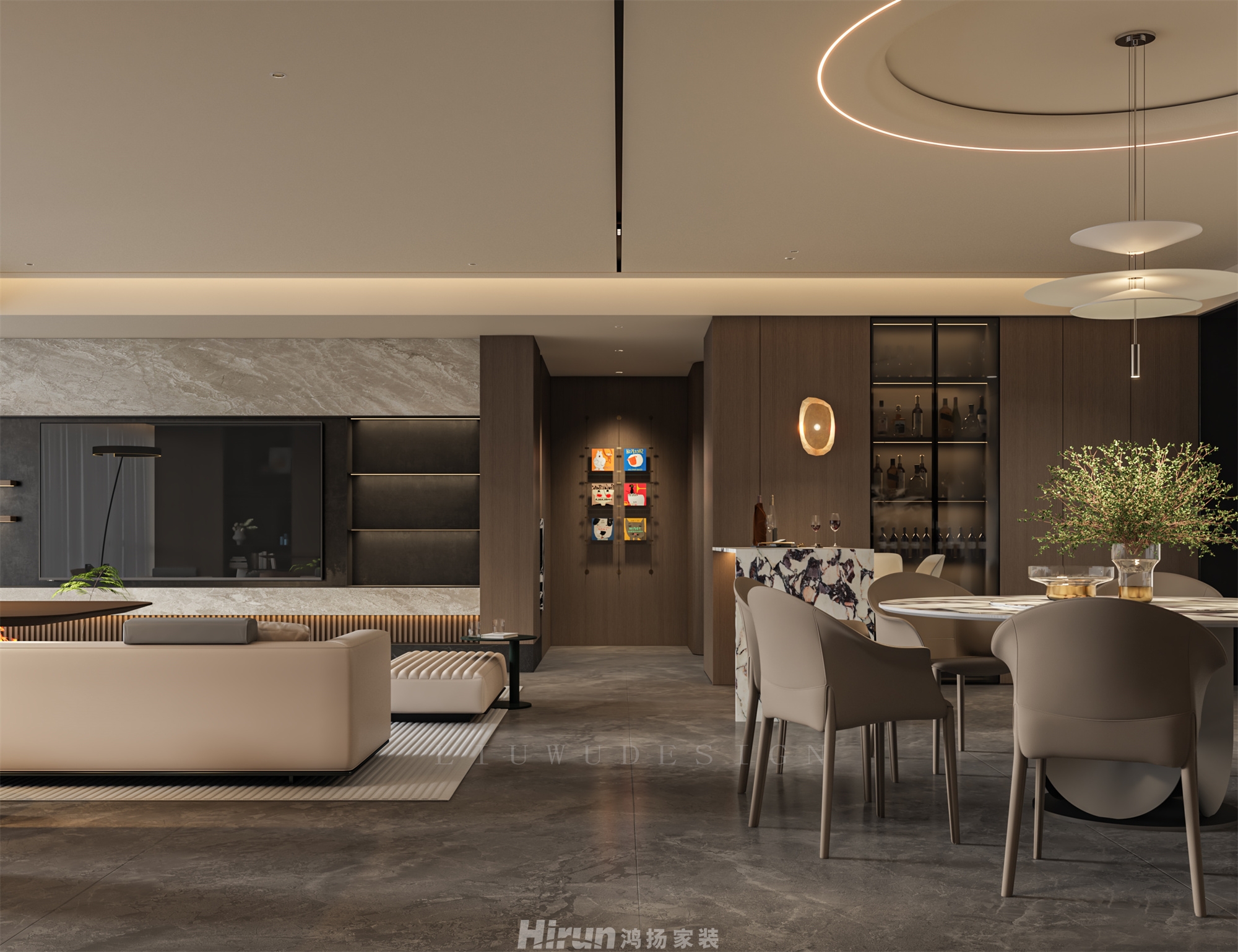 長沙潤府233㎡新裝飾主義大平層 裝修案例效果圖-4