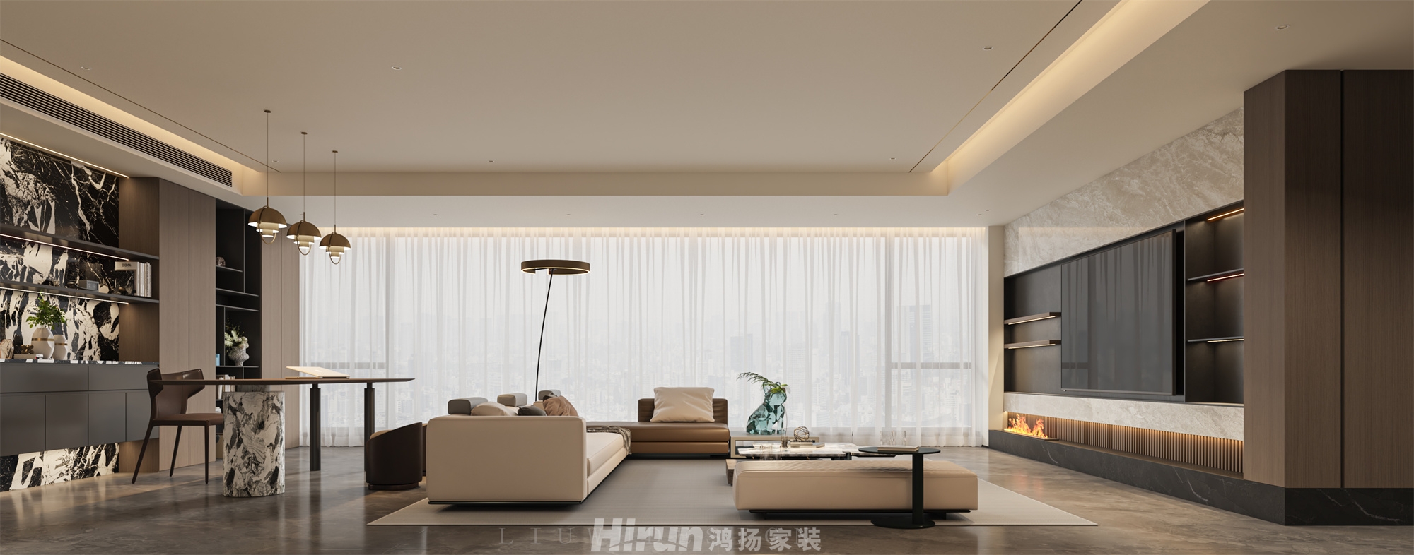 長沙潤府233㎡新裝飾主義大平層 裝修案例效果圖-3