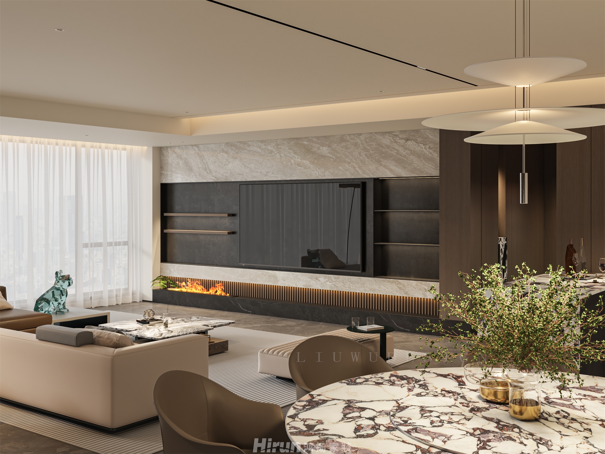 長沙潤府233㎡新裝飾主義大平層 裝修案例效果圖-13