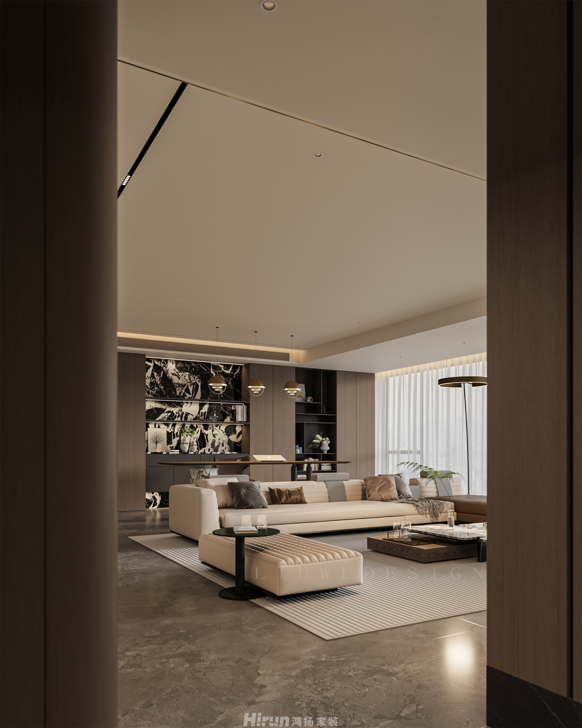 長沙潤府233㎡新裝飾主義大平層 裝修案例效果圖-9