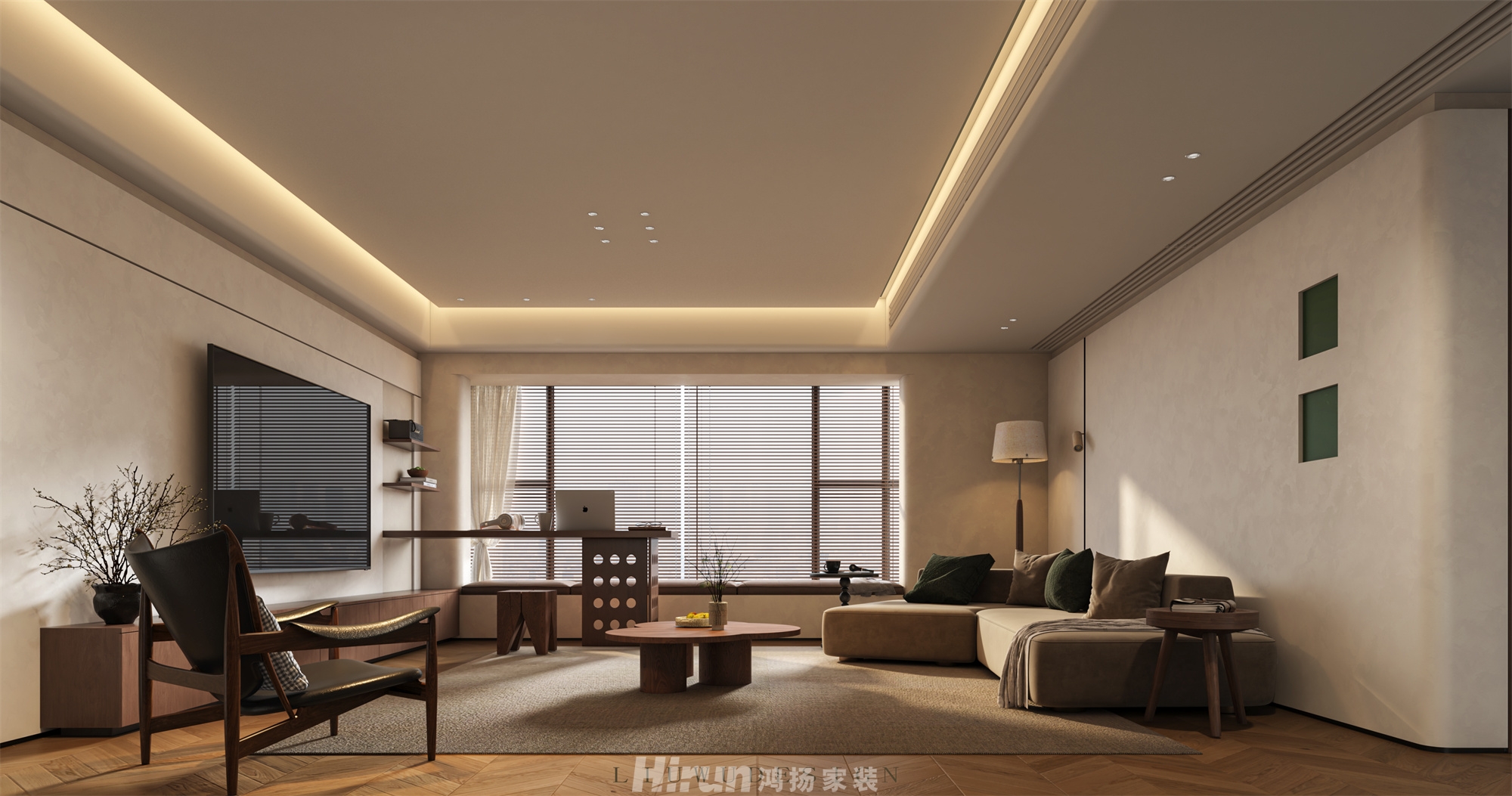 新世紀(jì)華苑200㎡極簡詫寂大平層 裝修案例效果圖-4