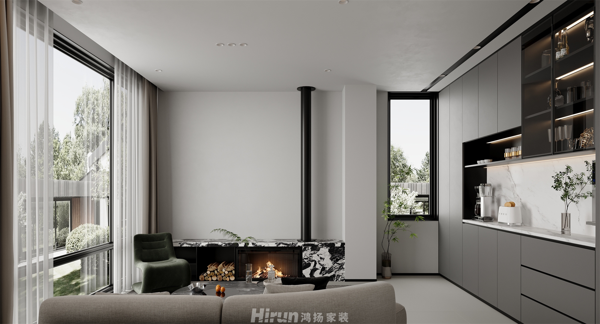 大瑤鄉墅600㎡雅致現代別墅 裝修案例效果圖-3