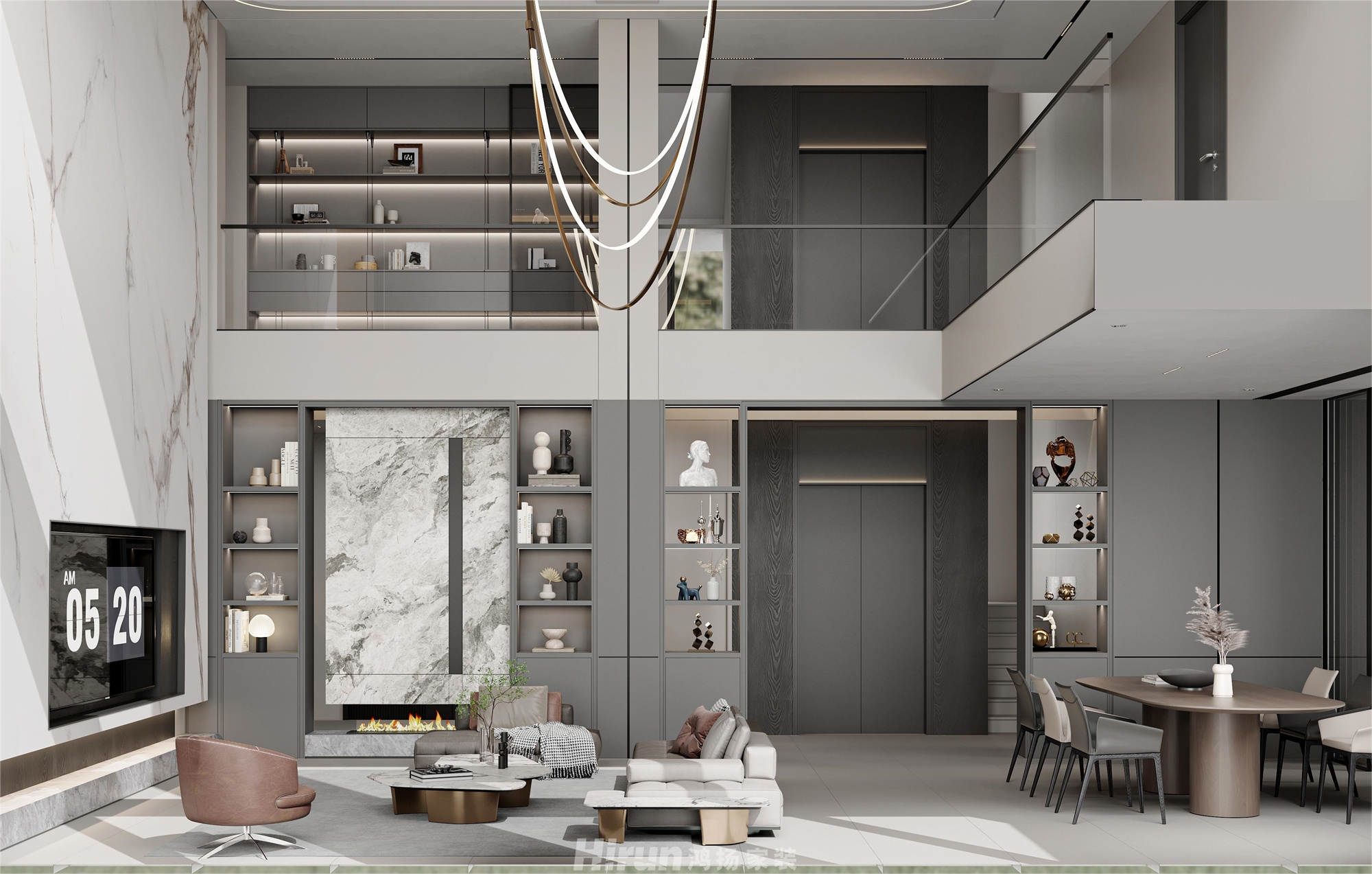 大瑤鄉墅600㎡雅致現代別墅 裝修案例效果圖-4