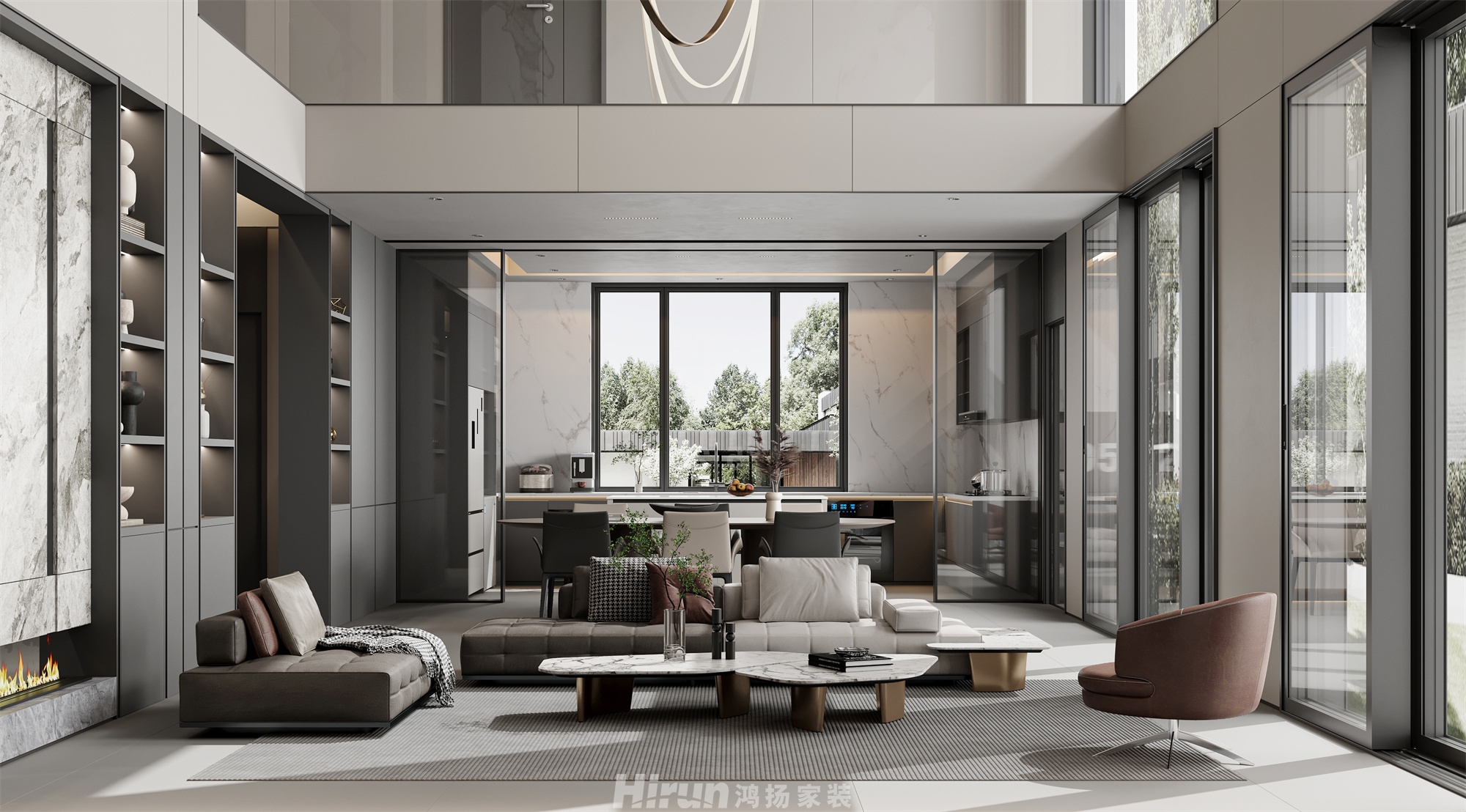 大瑤鄉墅600㎡雅致現代別墅 裝修案例效果圖-2