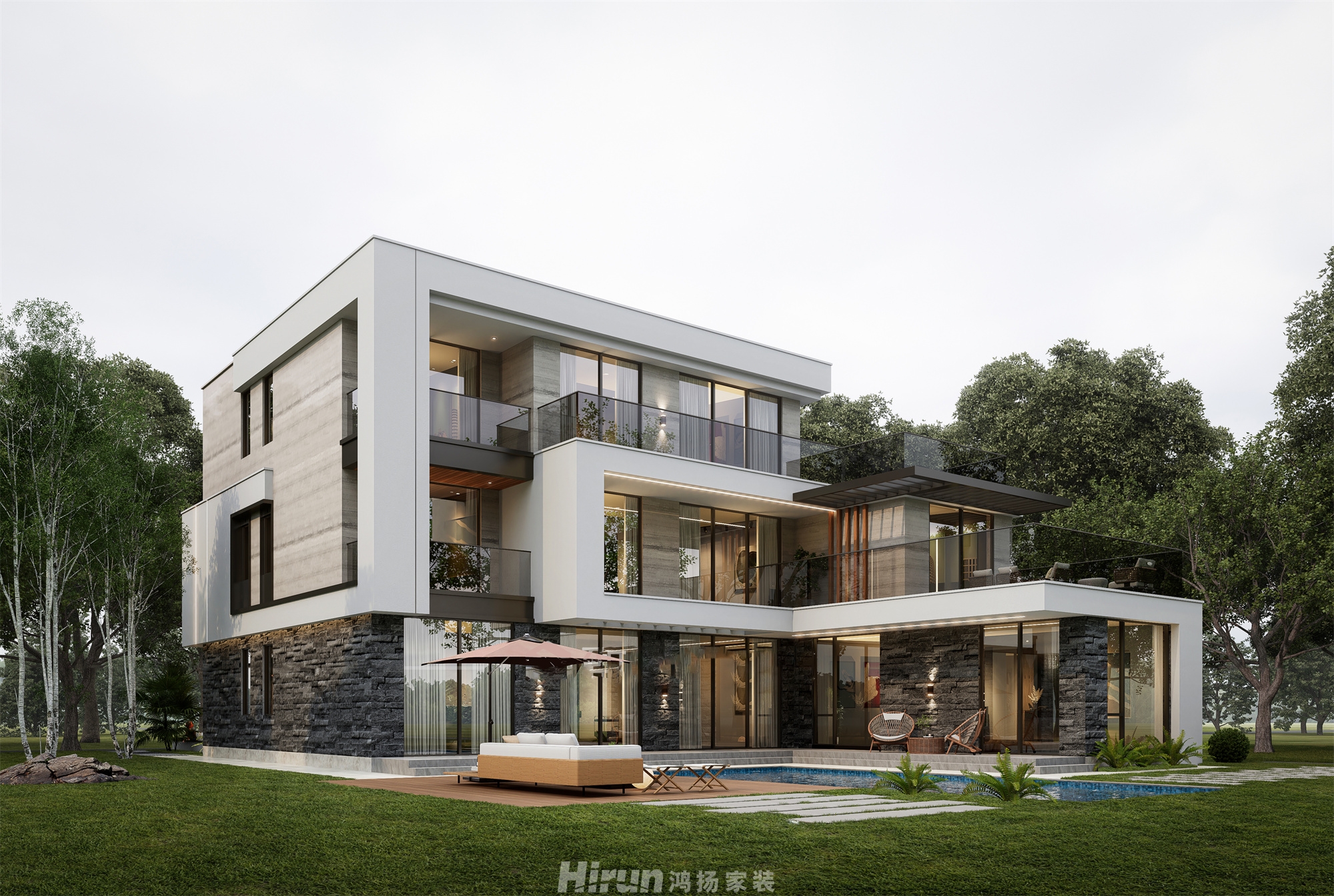 大瑤鄉墅600㎡雅致現代別墅 裝修案例效果圖-10