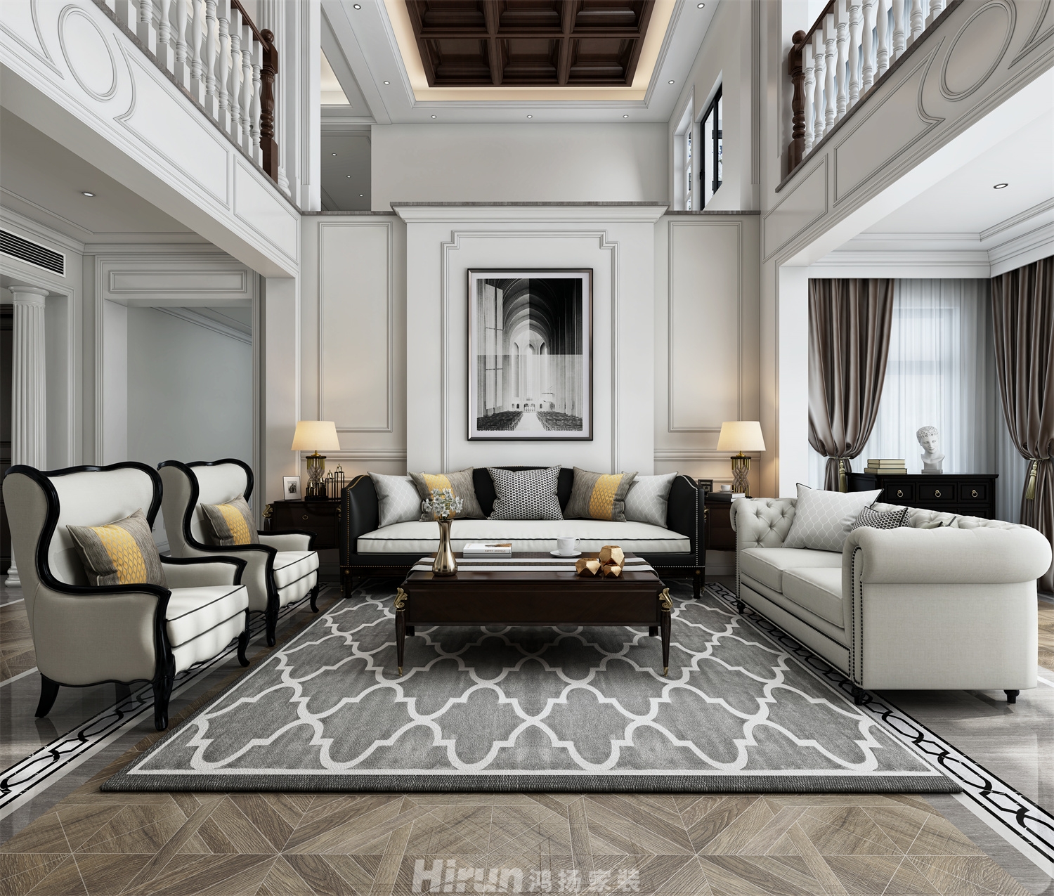 碧桂園美的院子800㎡歐美香頌別墅 裝修案例效果圖-4