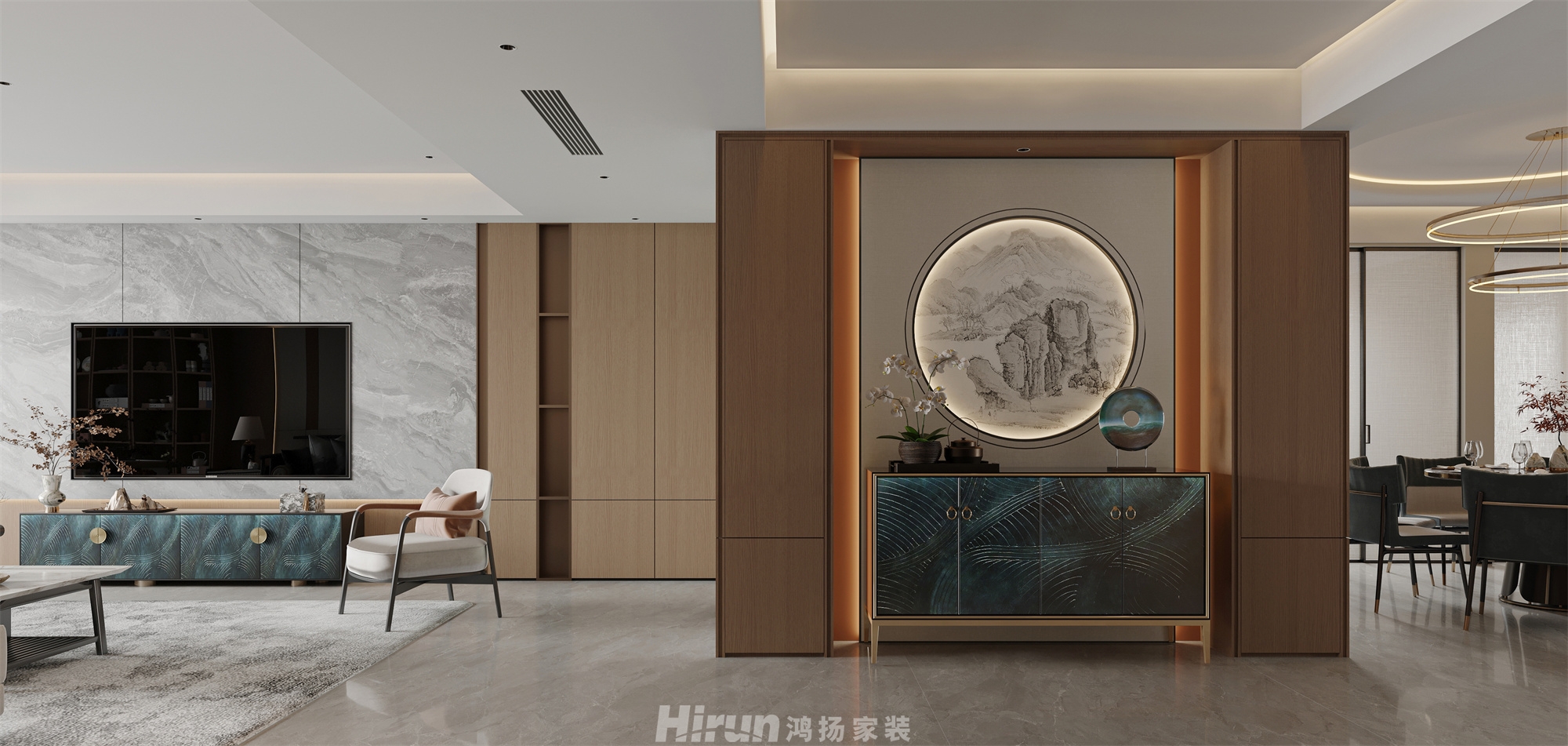 梅溪華府240㎡復合寫意大平層 裝修案例效果圖-1