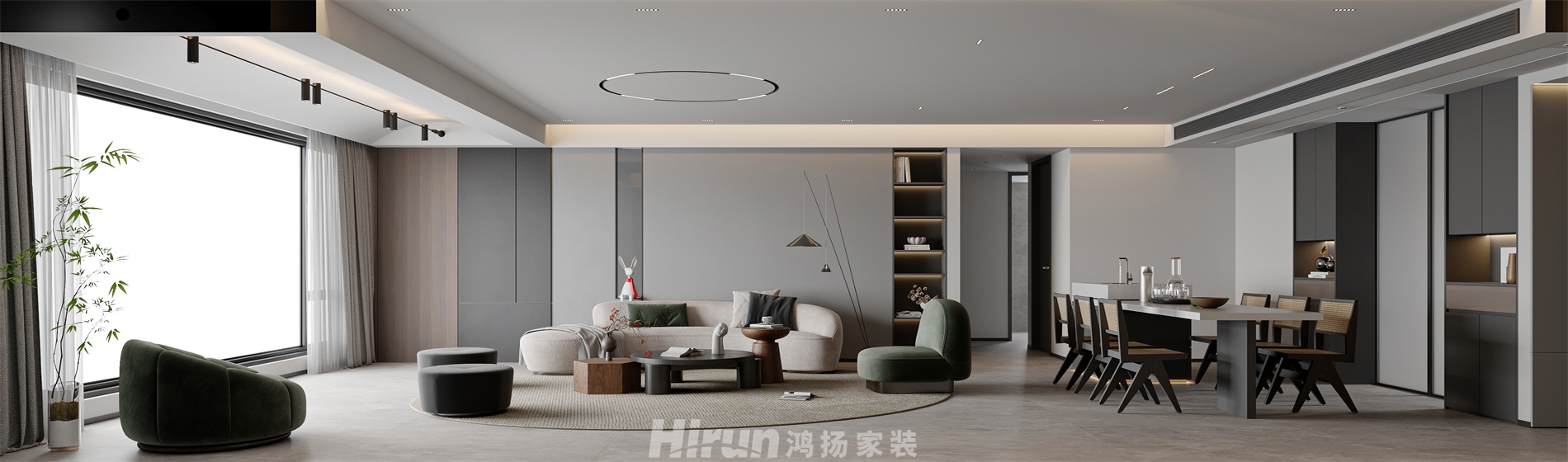 麓云國際220㎡雅致現代大平層 裝修案例效果圖-3