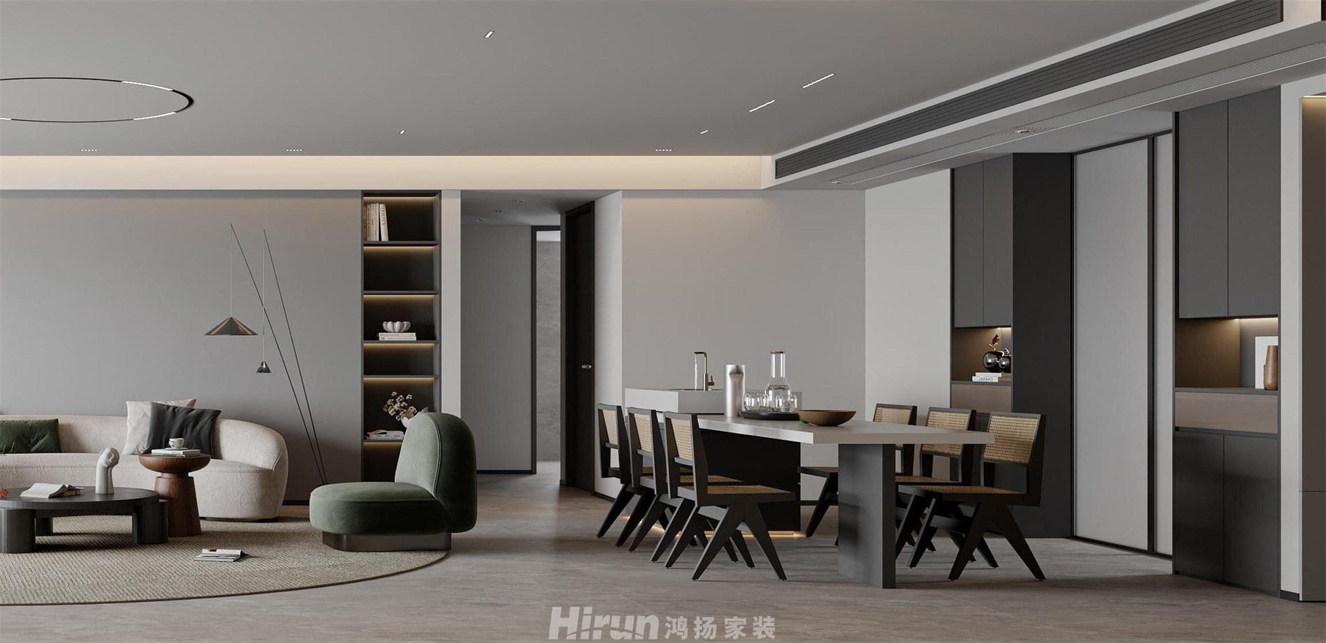 麓云國際220㎡雅致現代大平層 裝修案例效果圖-9