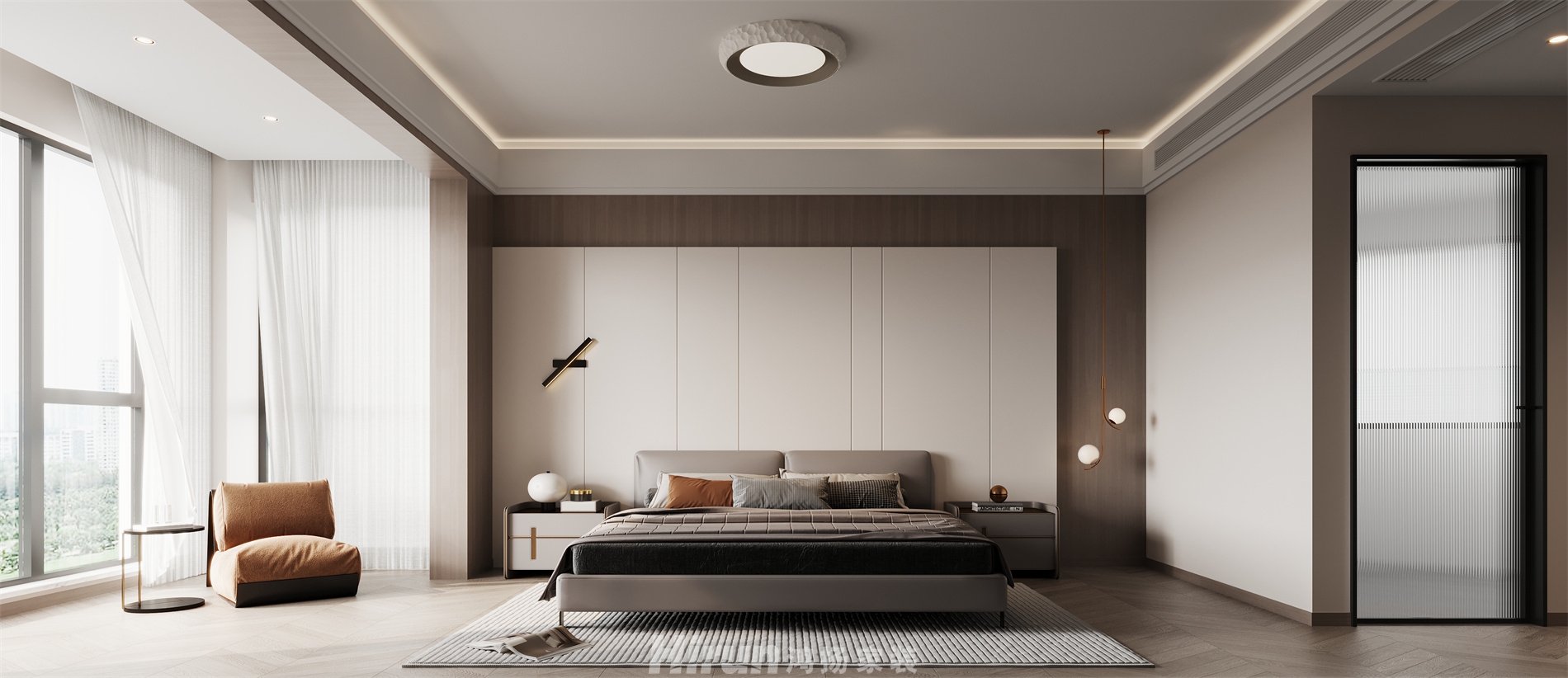 秀峰一品200㎡雅致現代大平層 裝修案例效果圖-4