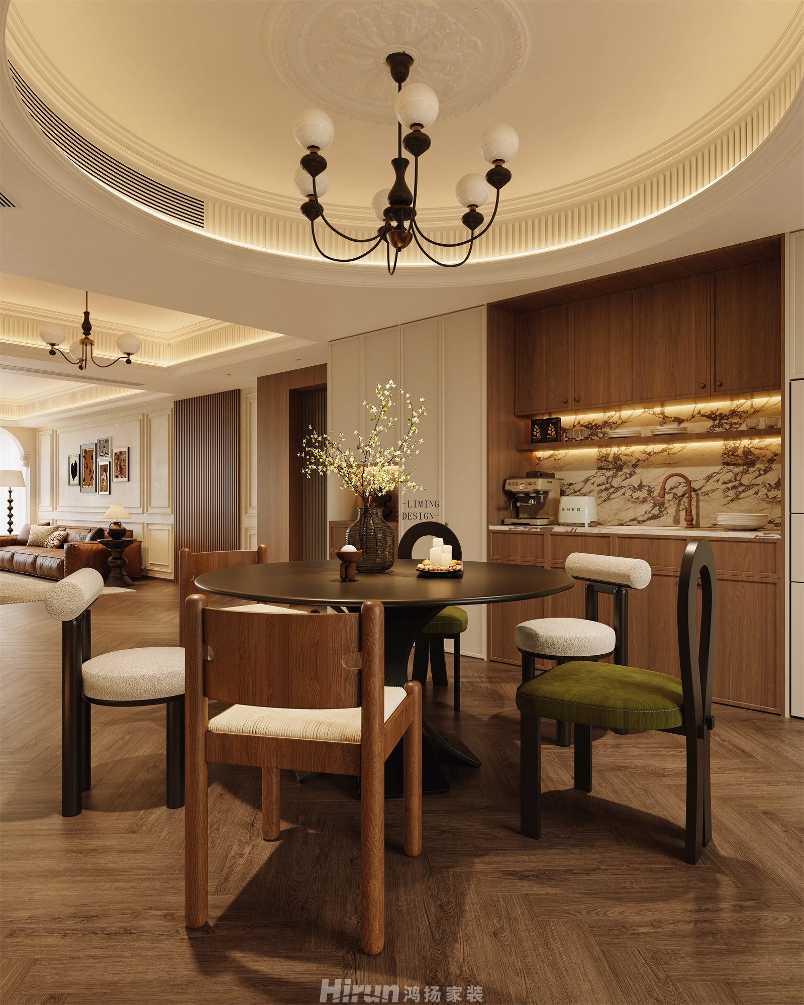 天一康園240㎡復古風潮大平層 裝修案例效果圖-10